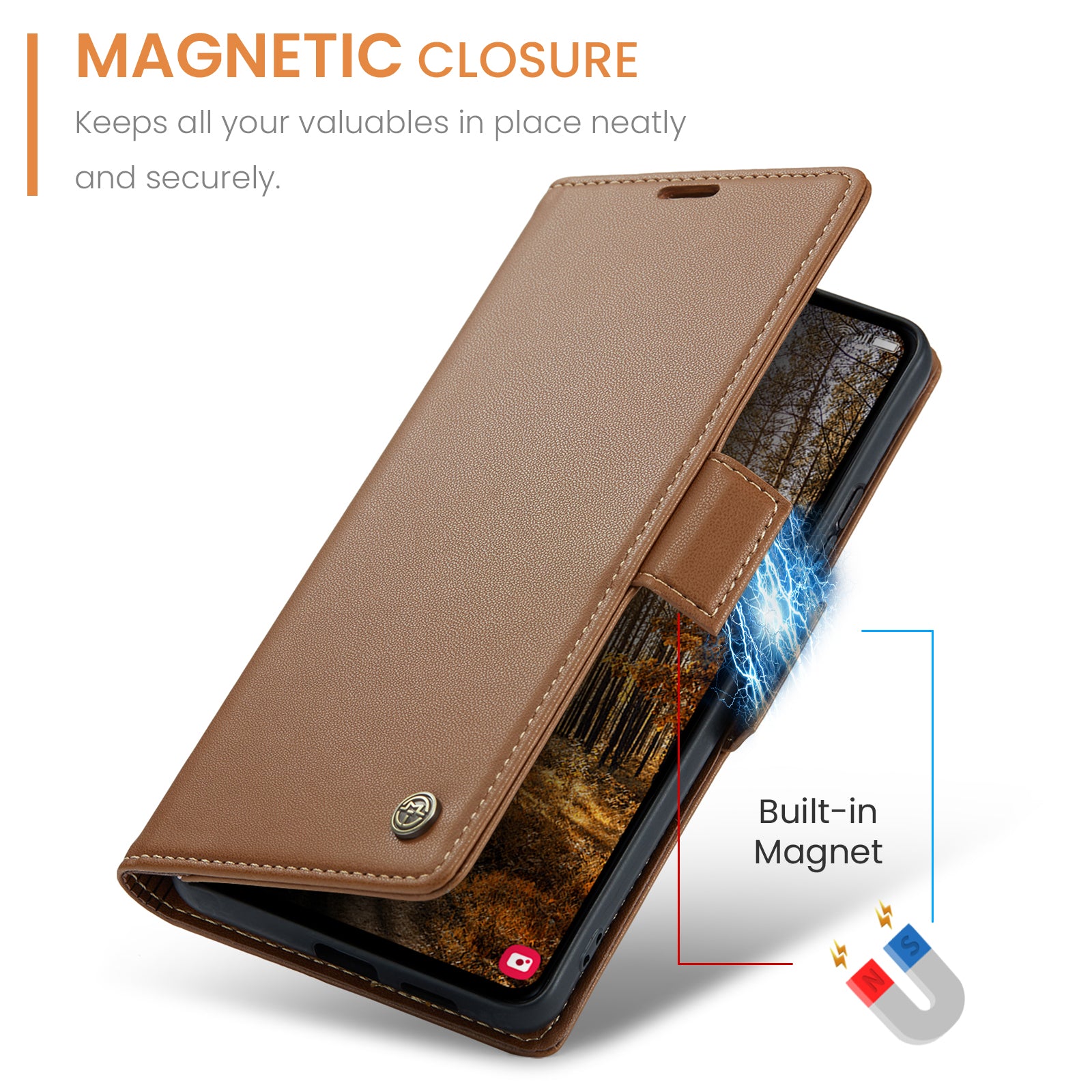 Samsung Galaxy S24 Plus CaseMe 023 Wallet Flip Cover, RFID Protection, Card Holder