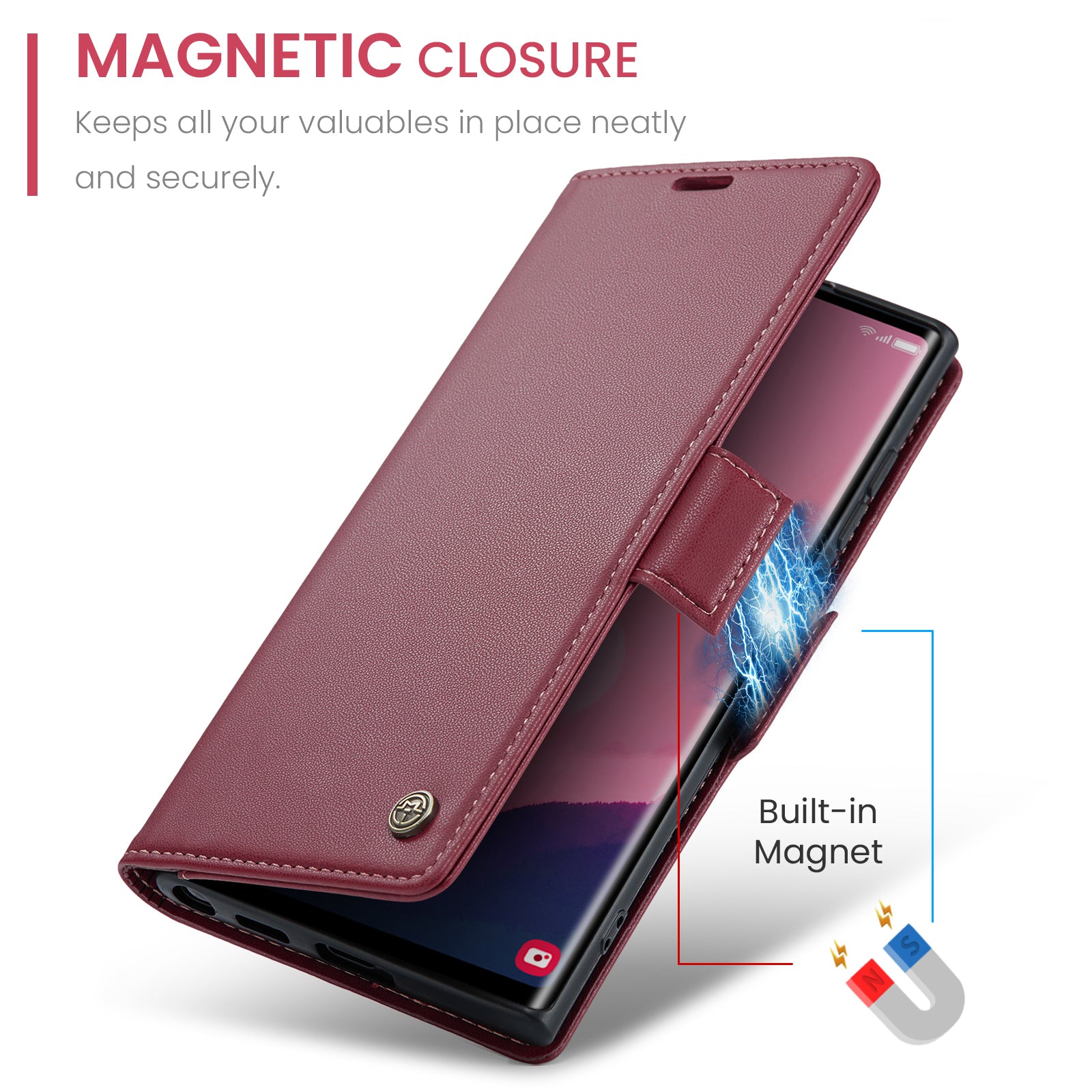 Samsung Galaxy S24 Ultra CaseMe 023 Wallet Flip Cover, RFID Protection, Card Holder