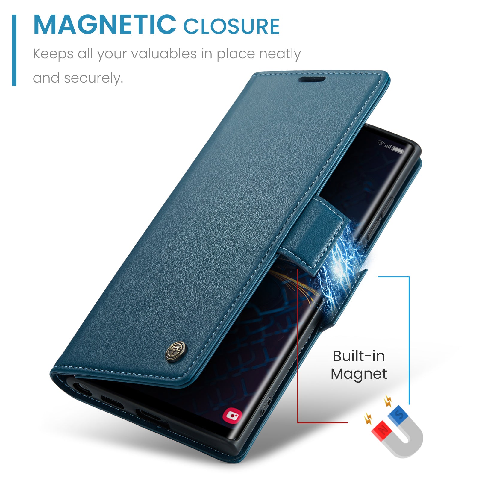 Samsung Galaxy S24 Ultra CaseMe 023 Wallet Flip Cover, RFID Protection, Card Holder