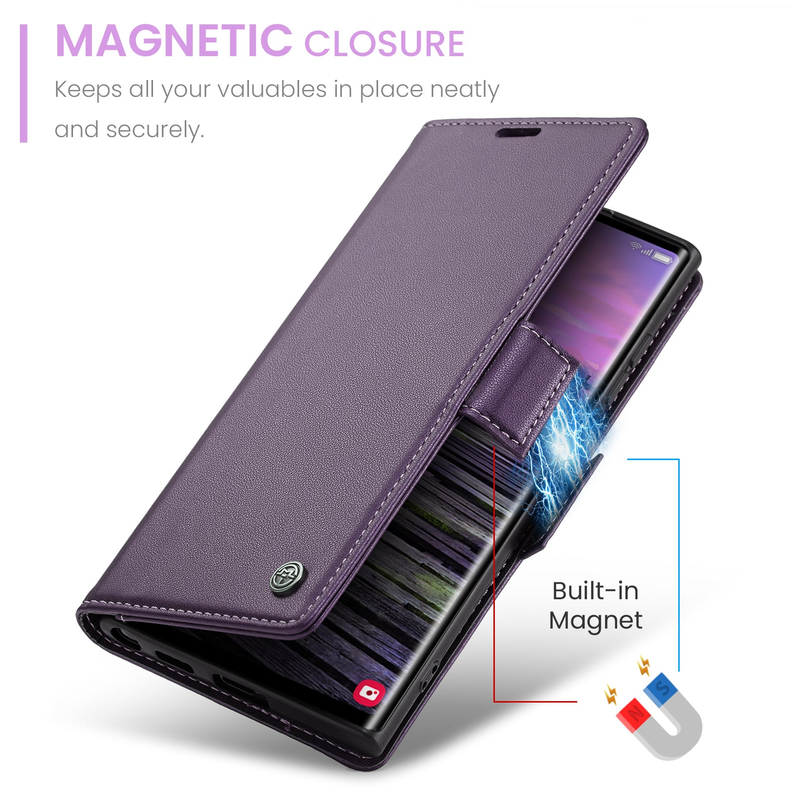 Samsung Galaxy S24 Ultra CaseMe 023 Wallet Flip Cover, RFID Protection, Card Holder