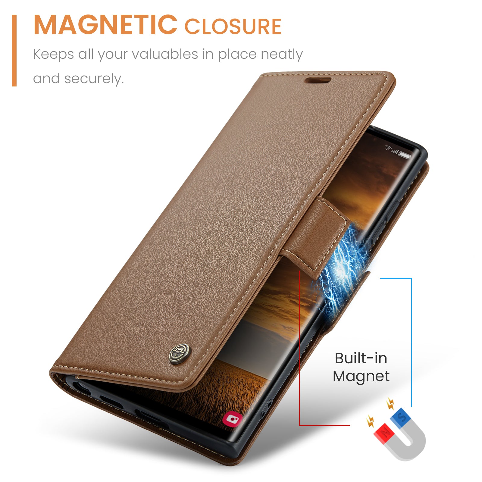 Samsung Galaxy S24 Ultra CaseMe 023 Wallet Flip Cover, RFID Protection, Card Holder