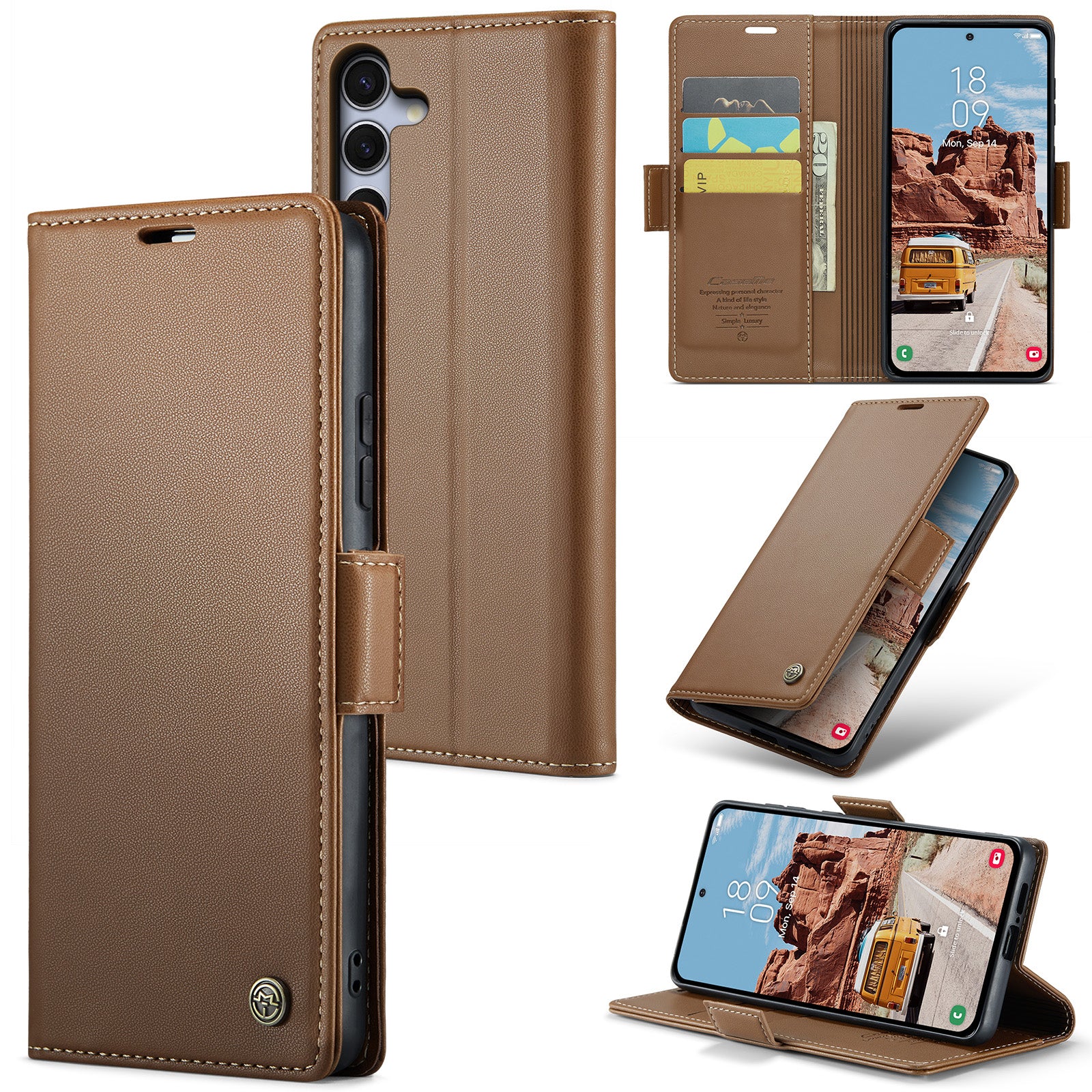 Samsung Galaxy S25 Retro PU Leather Wallet Case