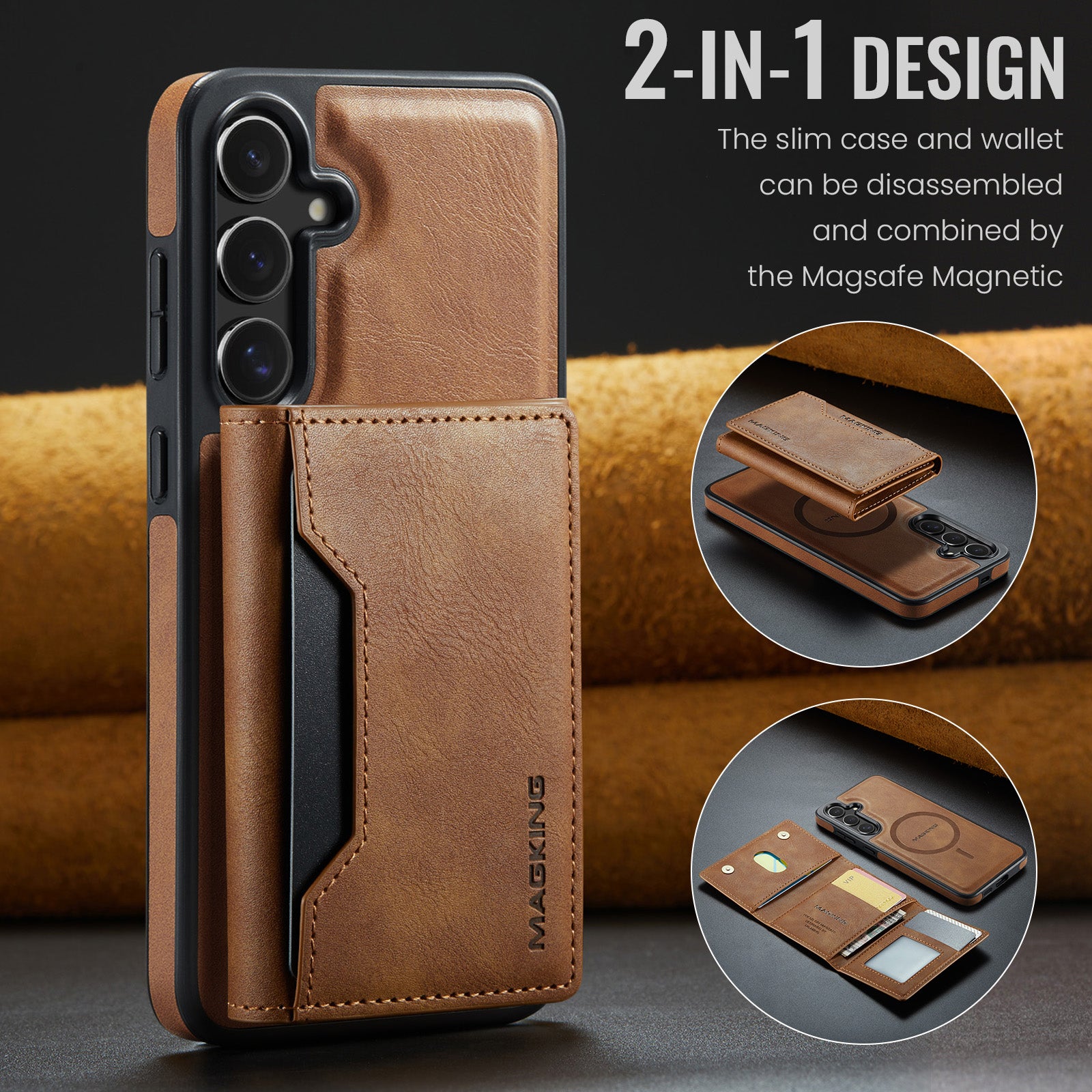 Samsung Galaxy S25 DG.Ming MagSafe Wallet Case (Brown)