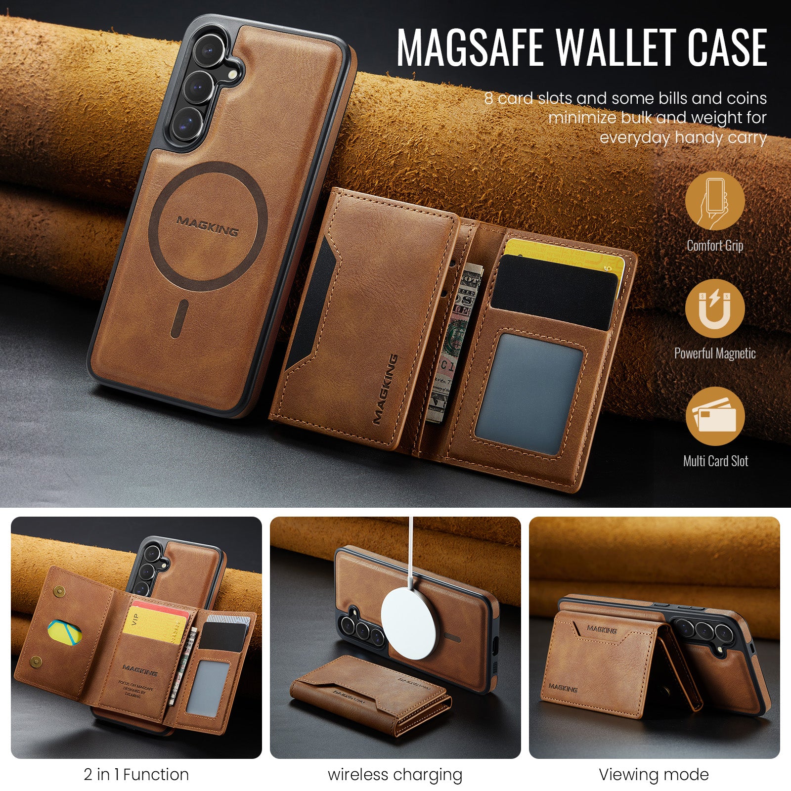 Samsung Galaxy S25 DG.Ming MagSafe Wallet Case (Brown)