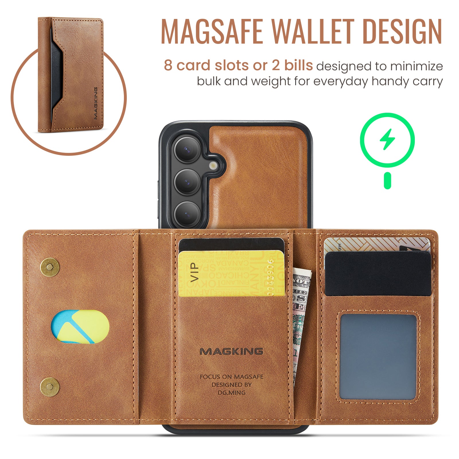 Samsung Galaxy S25 DG.Ming MagSafe Wallet Case (Brown)