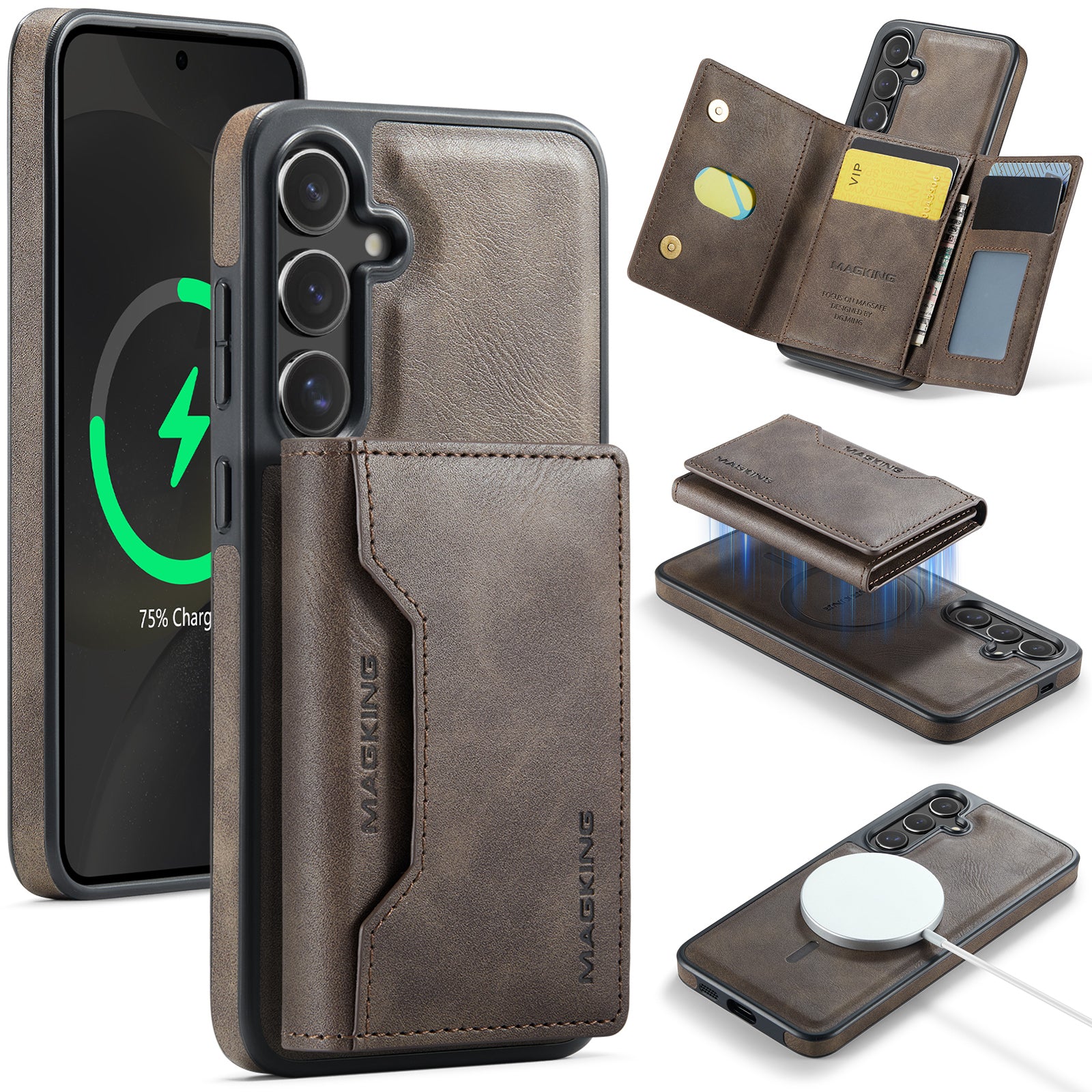 Samsung Galaxy S25 Case DG.Ming MagSafe Wallet Case (Coffee)