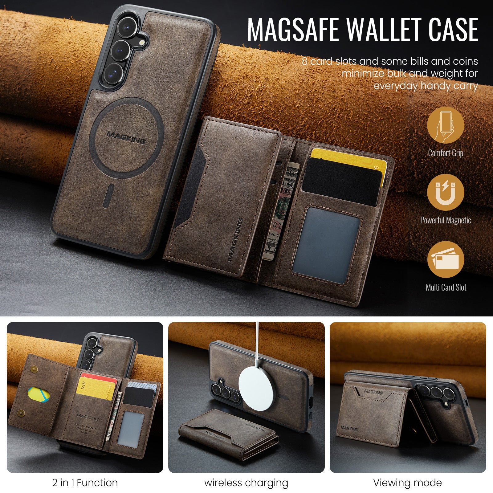 Samsung Galaxy S25 DG.Ming MagSafe Wallet Case (Coffee)