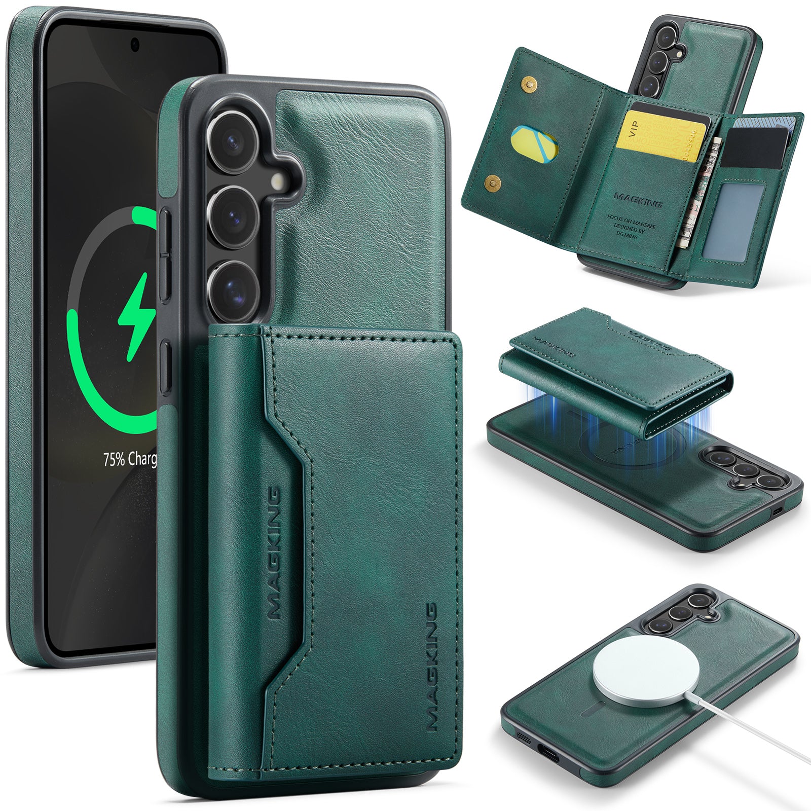 Samsung Galaxy S25 Case DG.Ming MagSafe Wallet Case (Green)