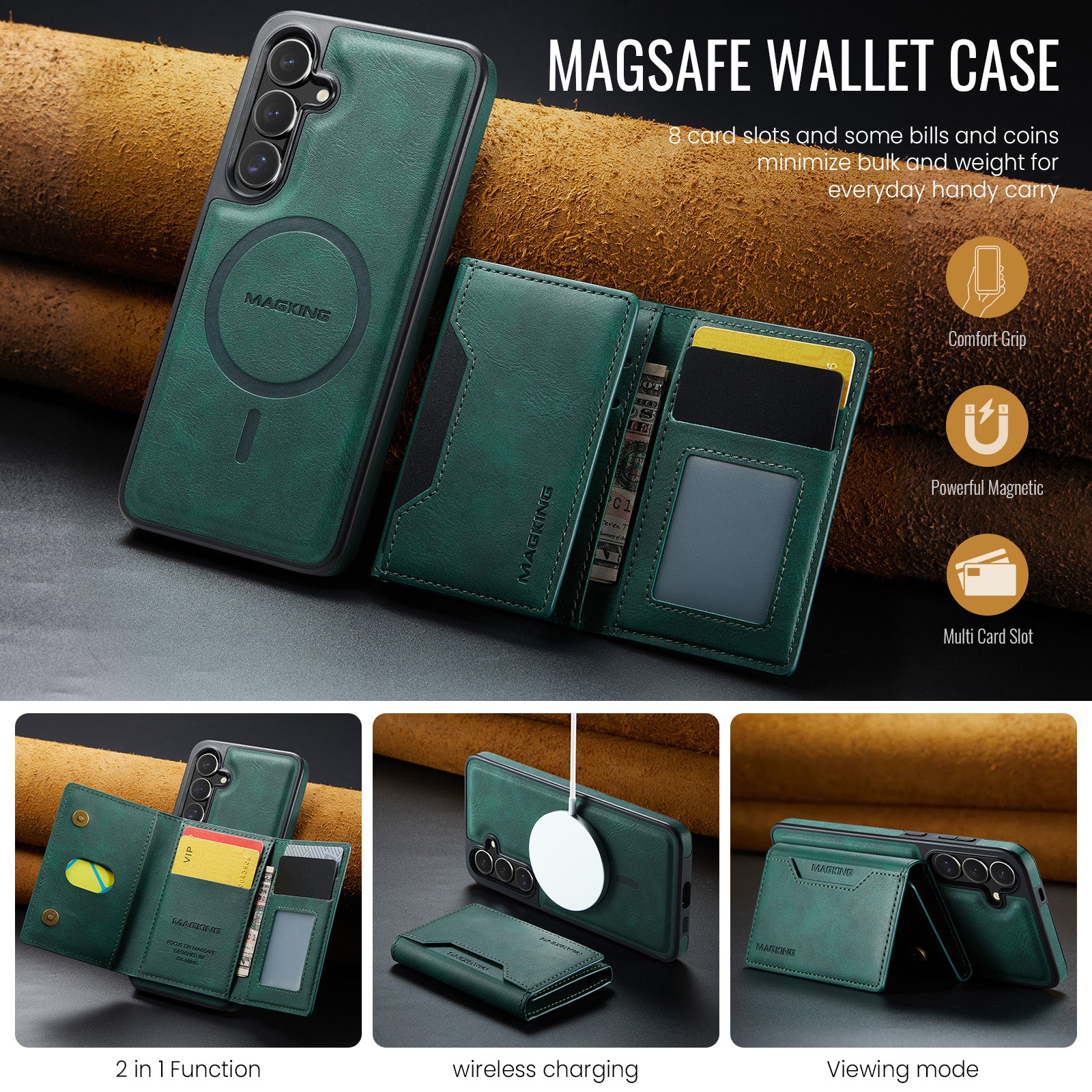 Samsung Galaxy S25 DG.Ming MagSafe Wallet Case (Green)