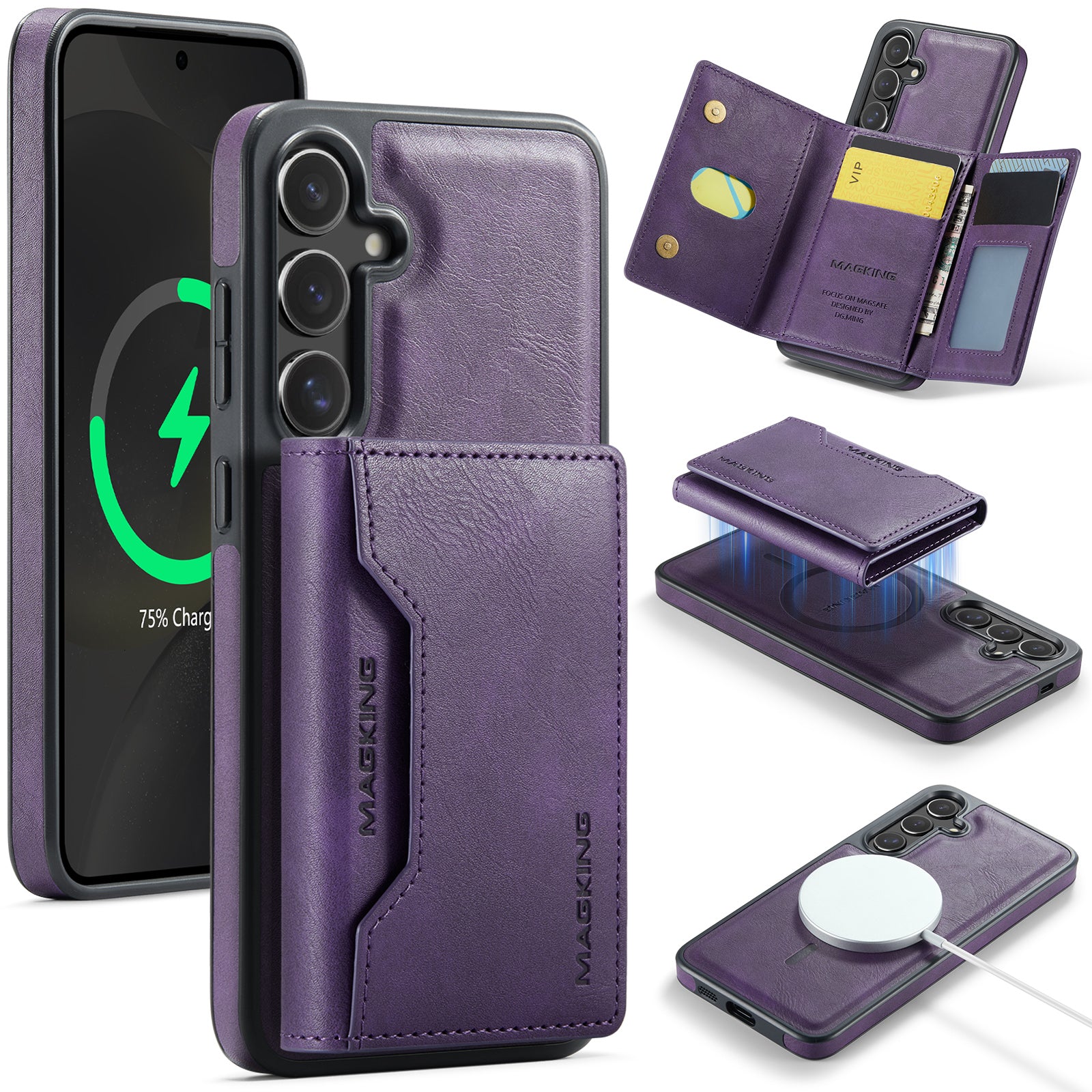 Samsung Galaxy S25 DG.Ming MagSafe Wallet Case (Purple)