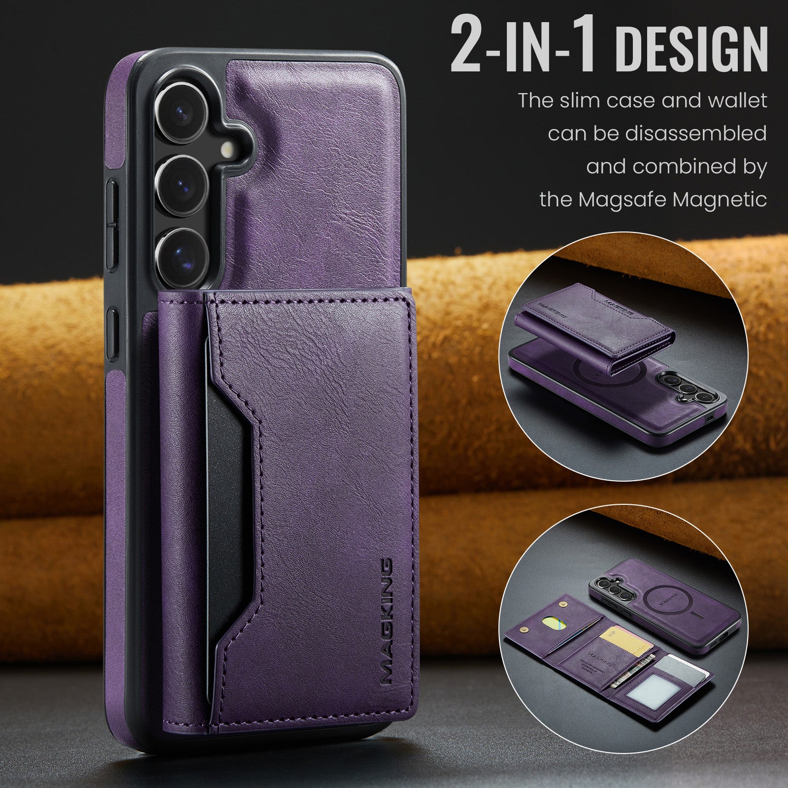 Samsung Galaxy S25 DG.Ming MagSafe Wallet Case (Purple)