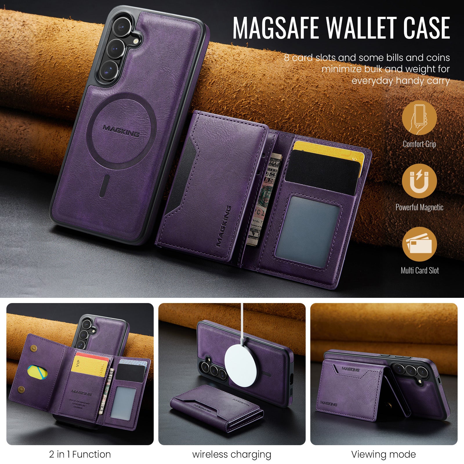 Samsung Galaxy S25 DG.Ming MagSafe Wallet Case (Purple)