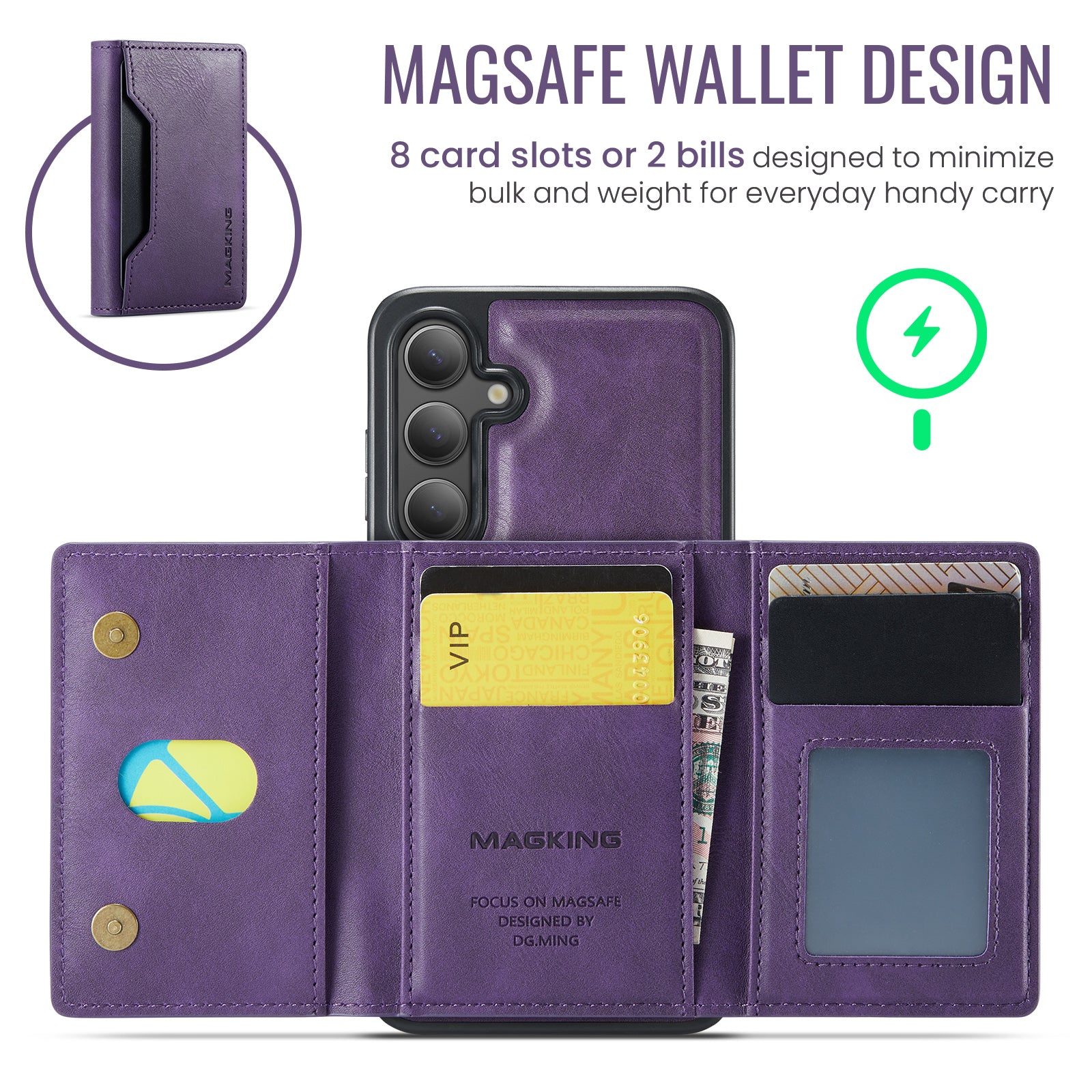 Samsung Galaxy S25 DG.Ming MagSafe Wallet Case (Purple)