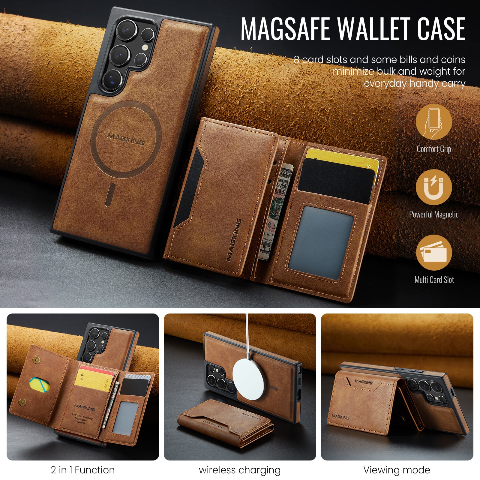 Samsung Galaxy S25 Ultra DG.Ming MagSafe Wallet Case (Brown)