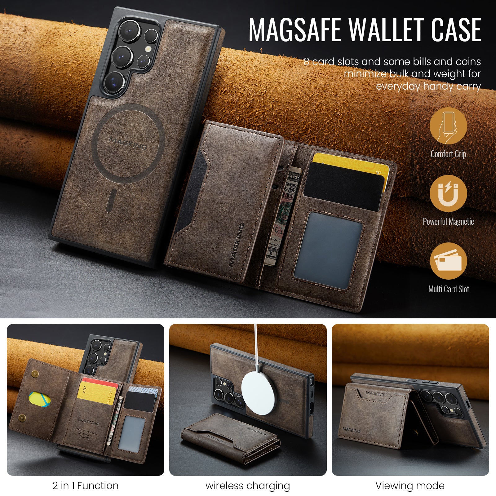 Samsung Galaxy S25 Ultra DG.Ming MagSafe Wallet Case (Coffee)