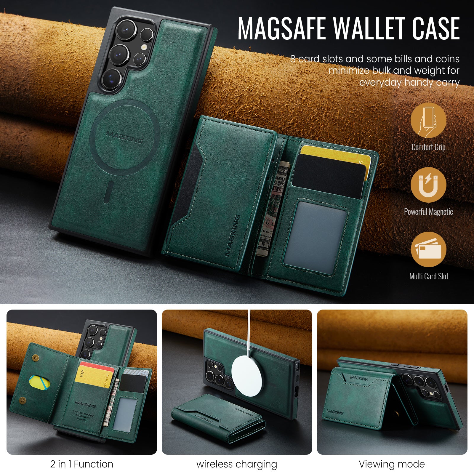 Samsung Galaxy S25 Ultra DG.Ming MagSafe Wallet Case (Green)