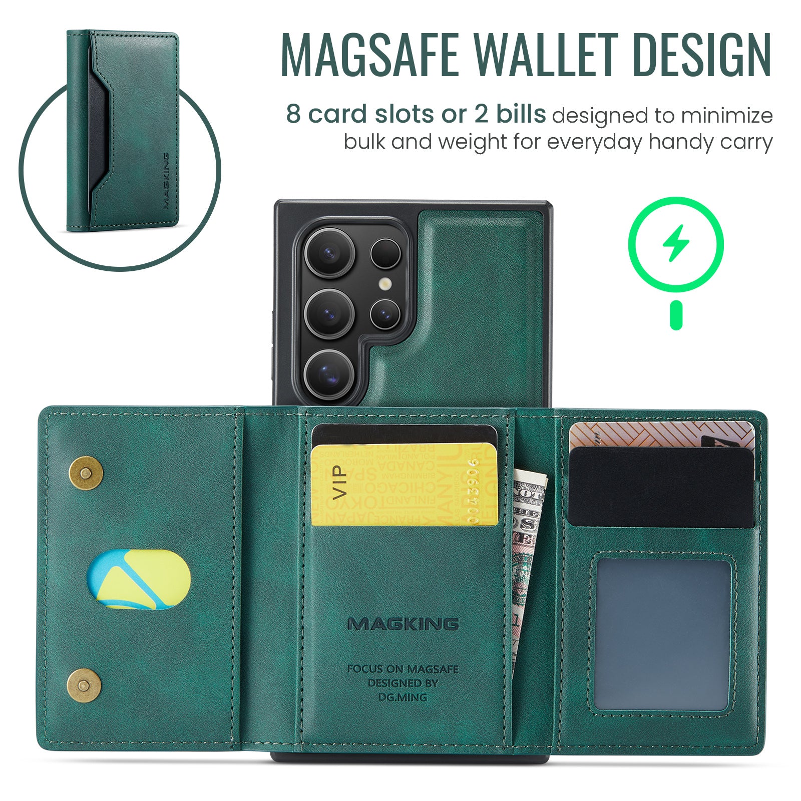 Samsung Galaxy S25 Ultra DG.Ming MagSafe Wallet Case (Green)