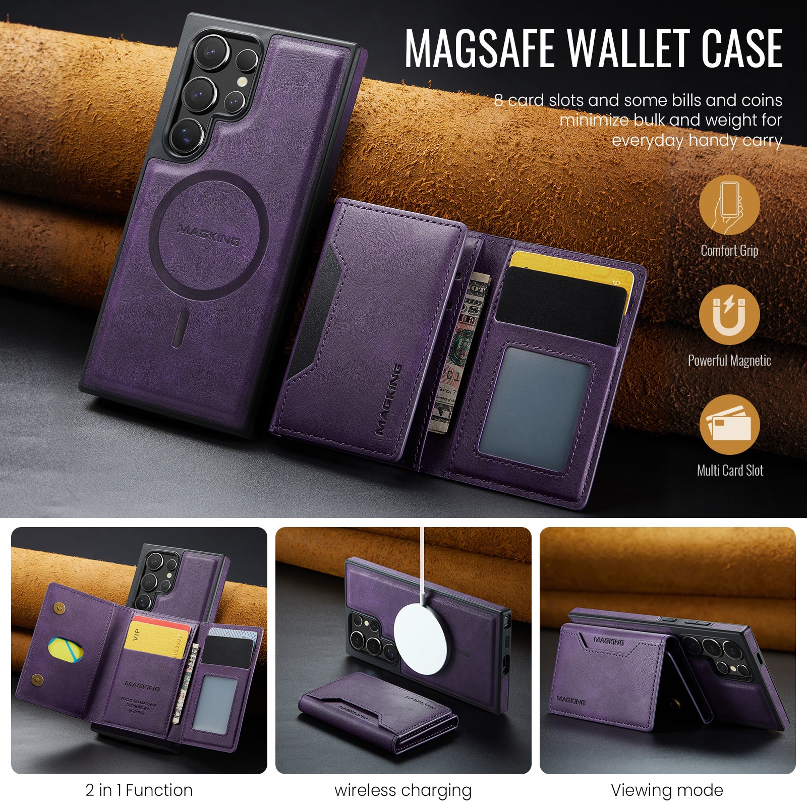 Samsung Galaxy S25 Ultra DG.Ming MagSafe Wallet Case (Purple)