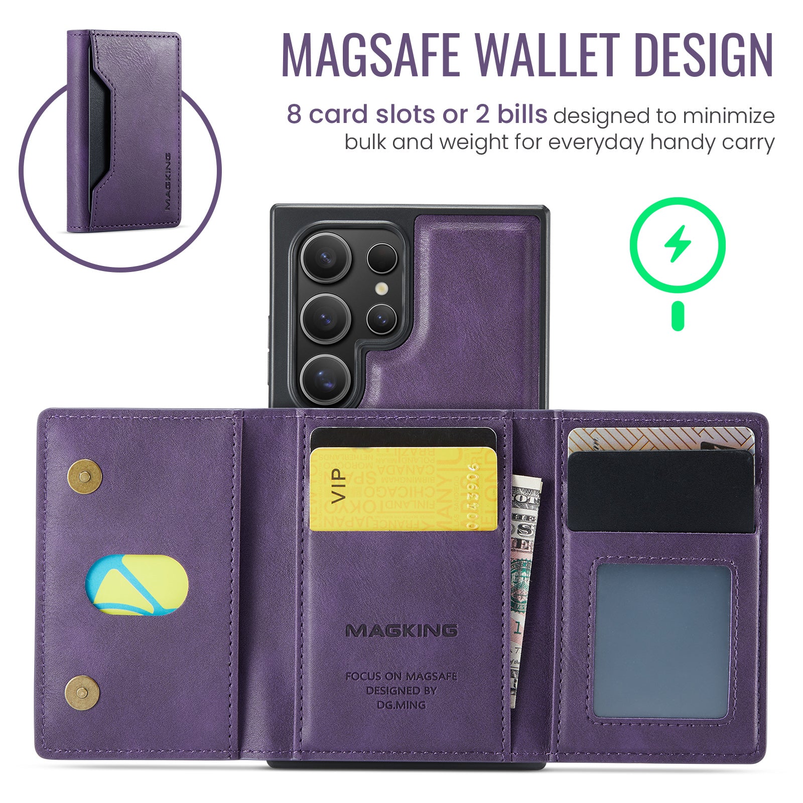 Samsung Galaxy S25 Ultra DG.Ming MagSafe Wallet Case (Purple)