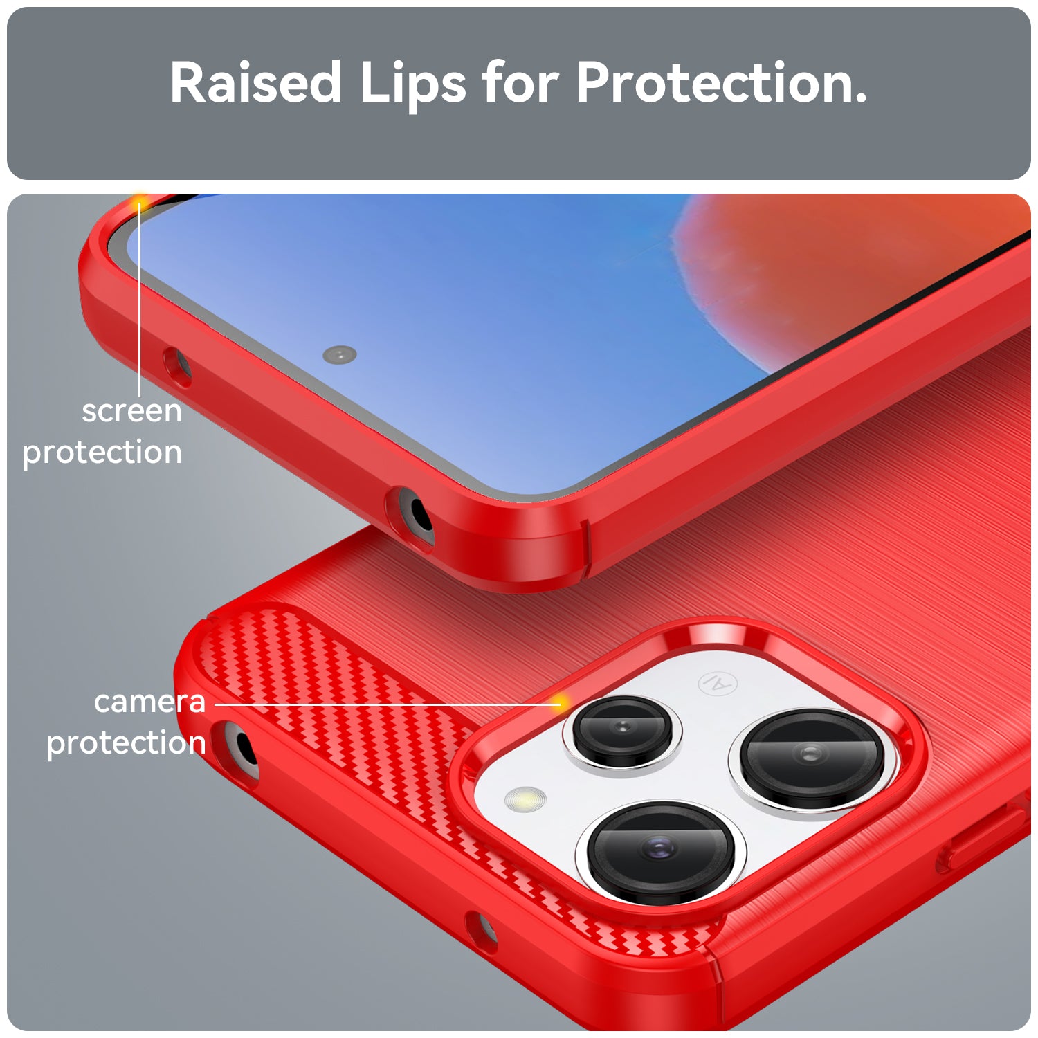 Xiaomi Redmi 12 5G Carbon Fibre Brushed Case (Red)