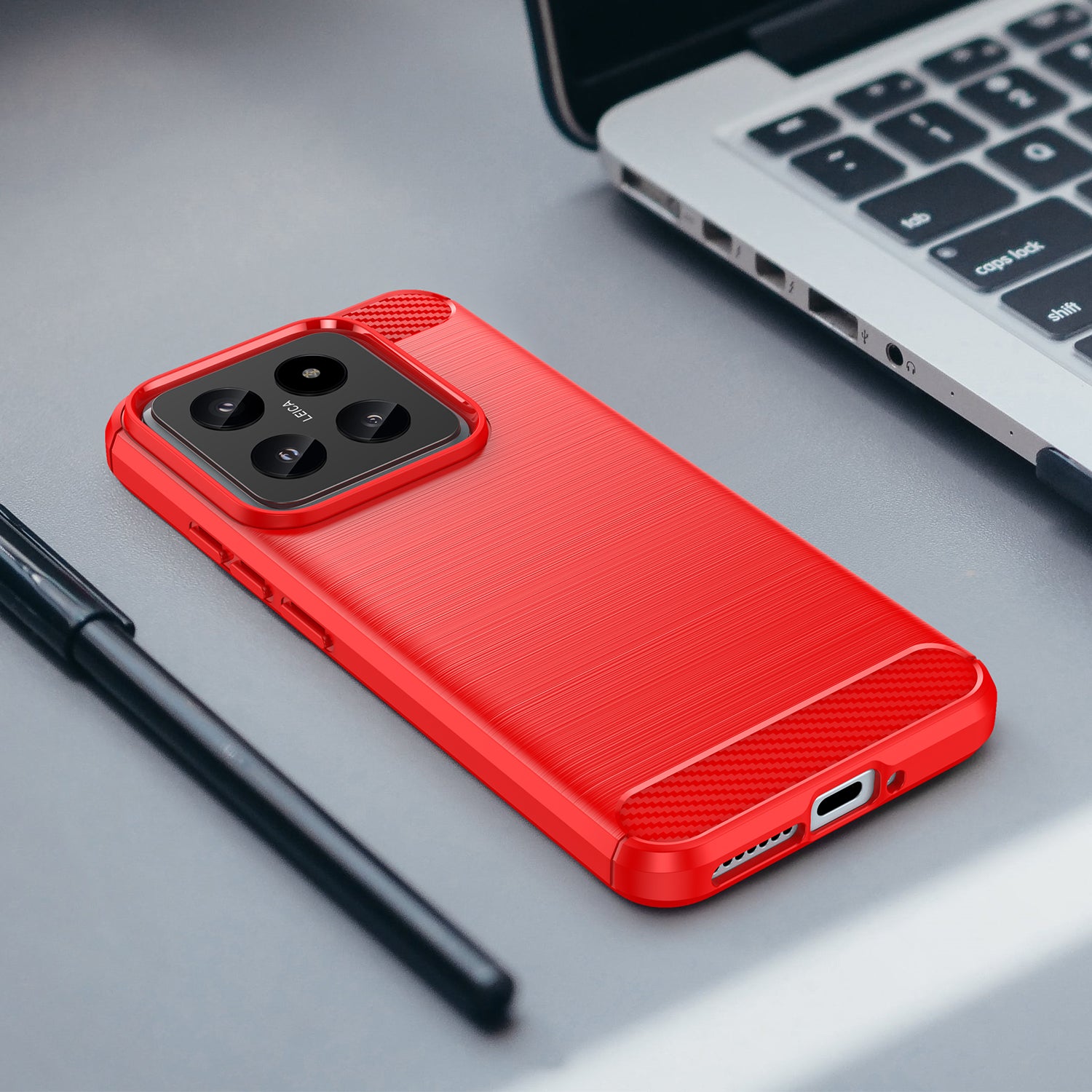 Xiaomi 14 Carbon Fibre Brushed Case (Red)