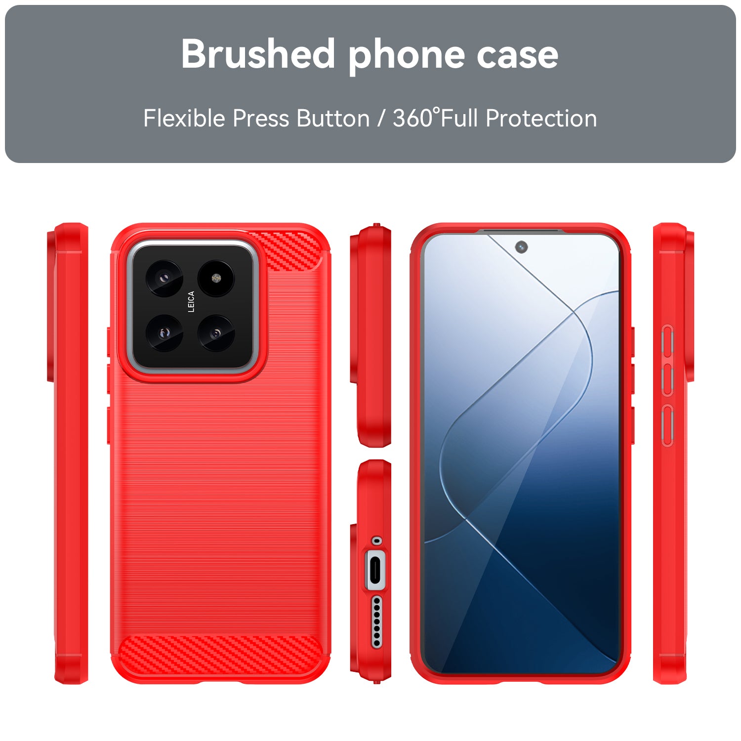 Xiaomi 14 Carbon Fibre Brushed Case (Red)