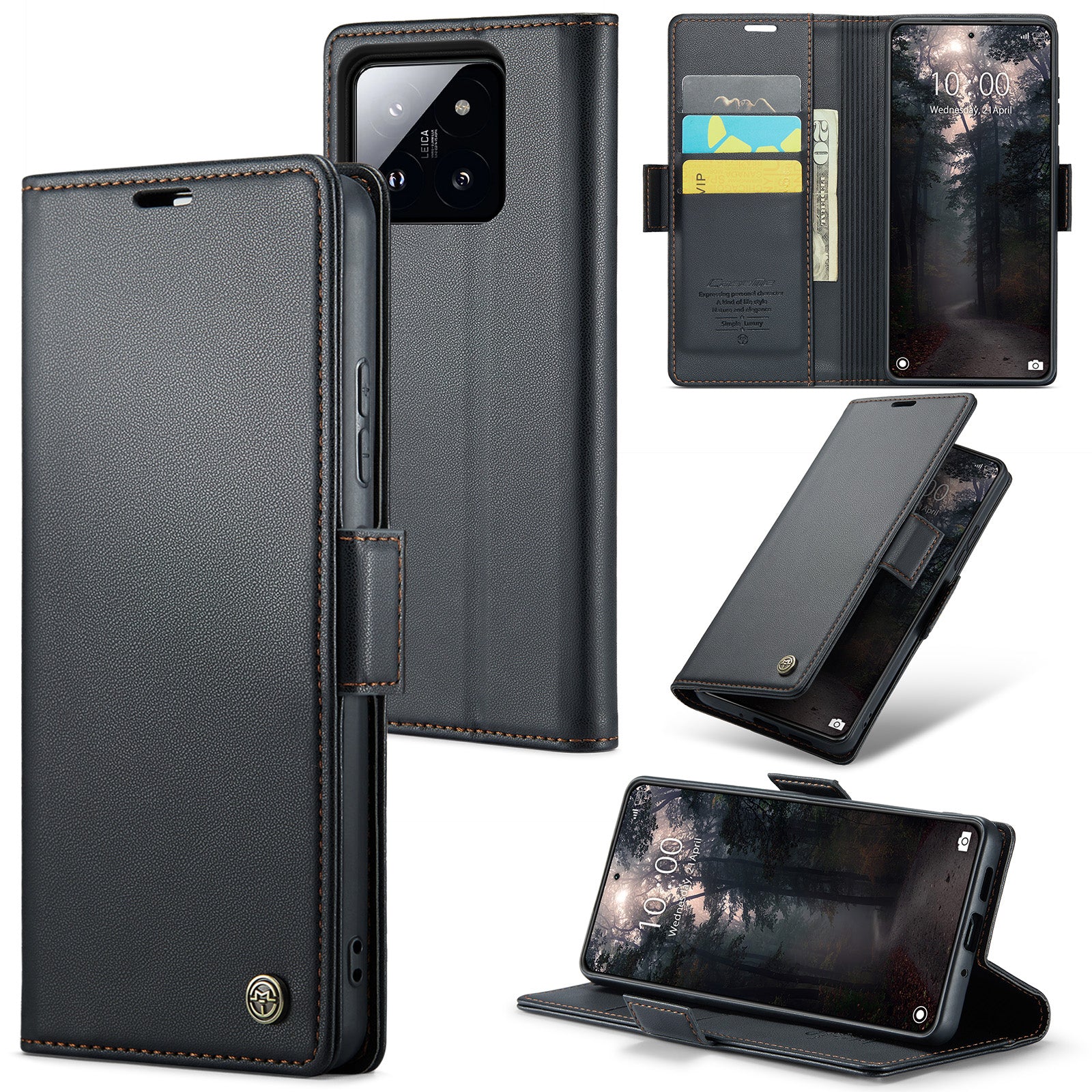 Xiaomi 14 CaseMe 023 Wallet Flip Cover, RFID Protection, Card Holder