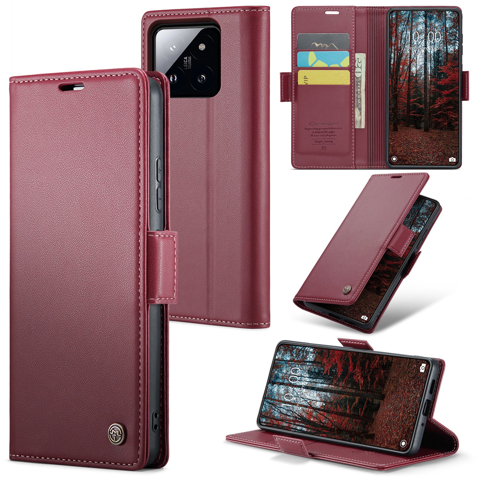 Xiaomi 14 CaseMe 023 Wallet Flip Cover, RFID Protection, Card Holder