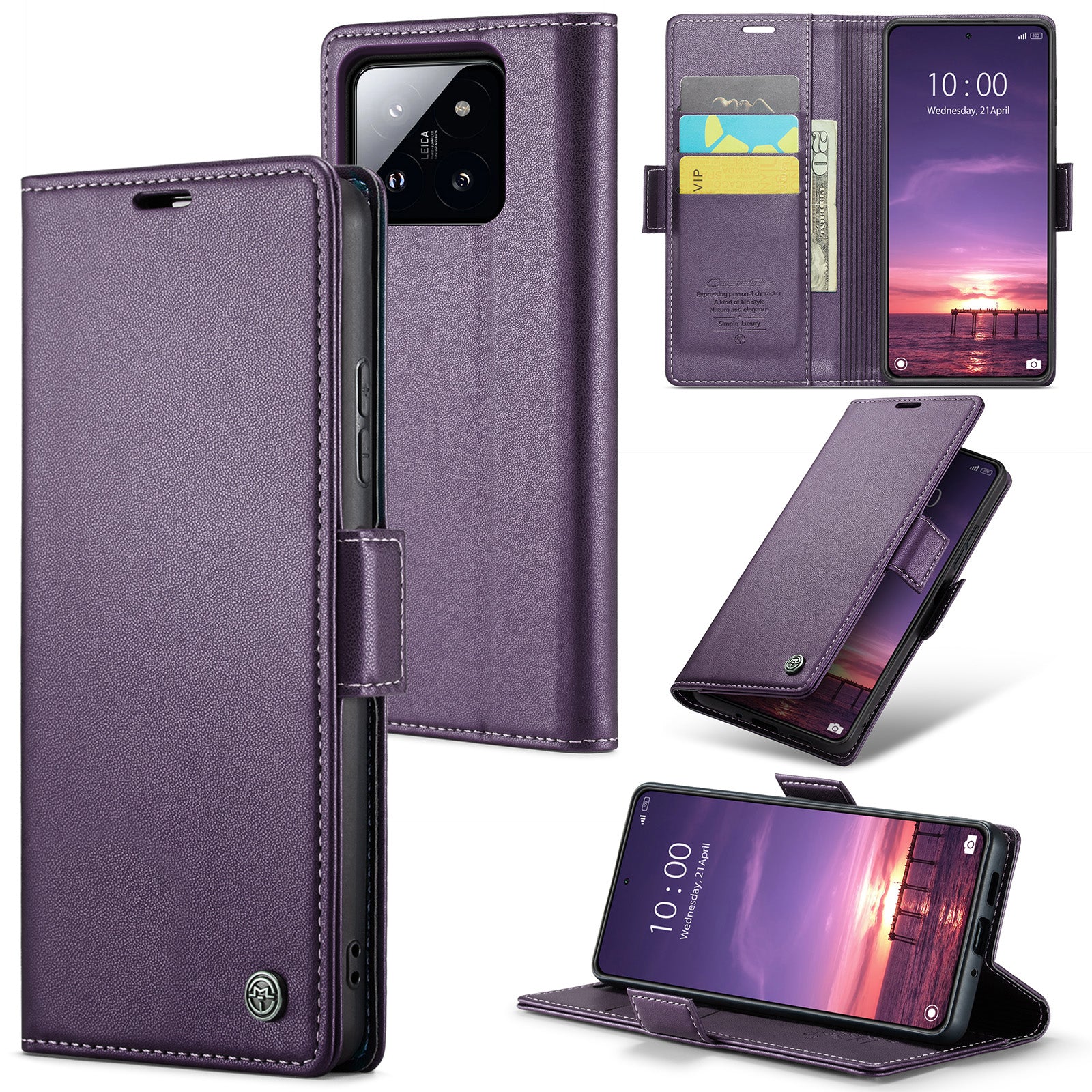 Xiaomi 14 CaseMe 023 Wallet Flip Cover, RFID Protection, Card Holder