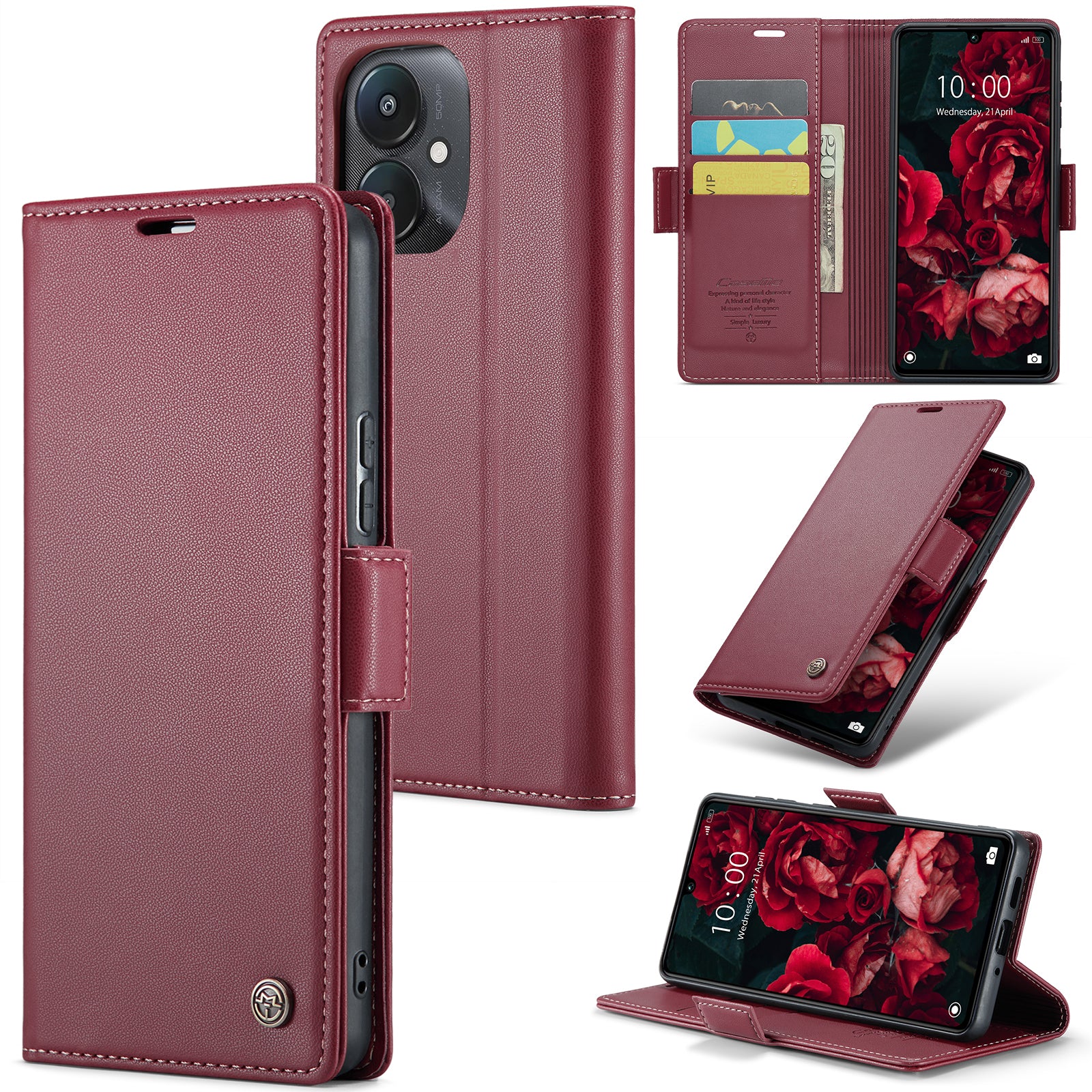 Xiaomi Redmi 13C CaseMe 023 Wallet Flip Cover, RFID Protection, Card Holder