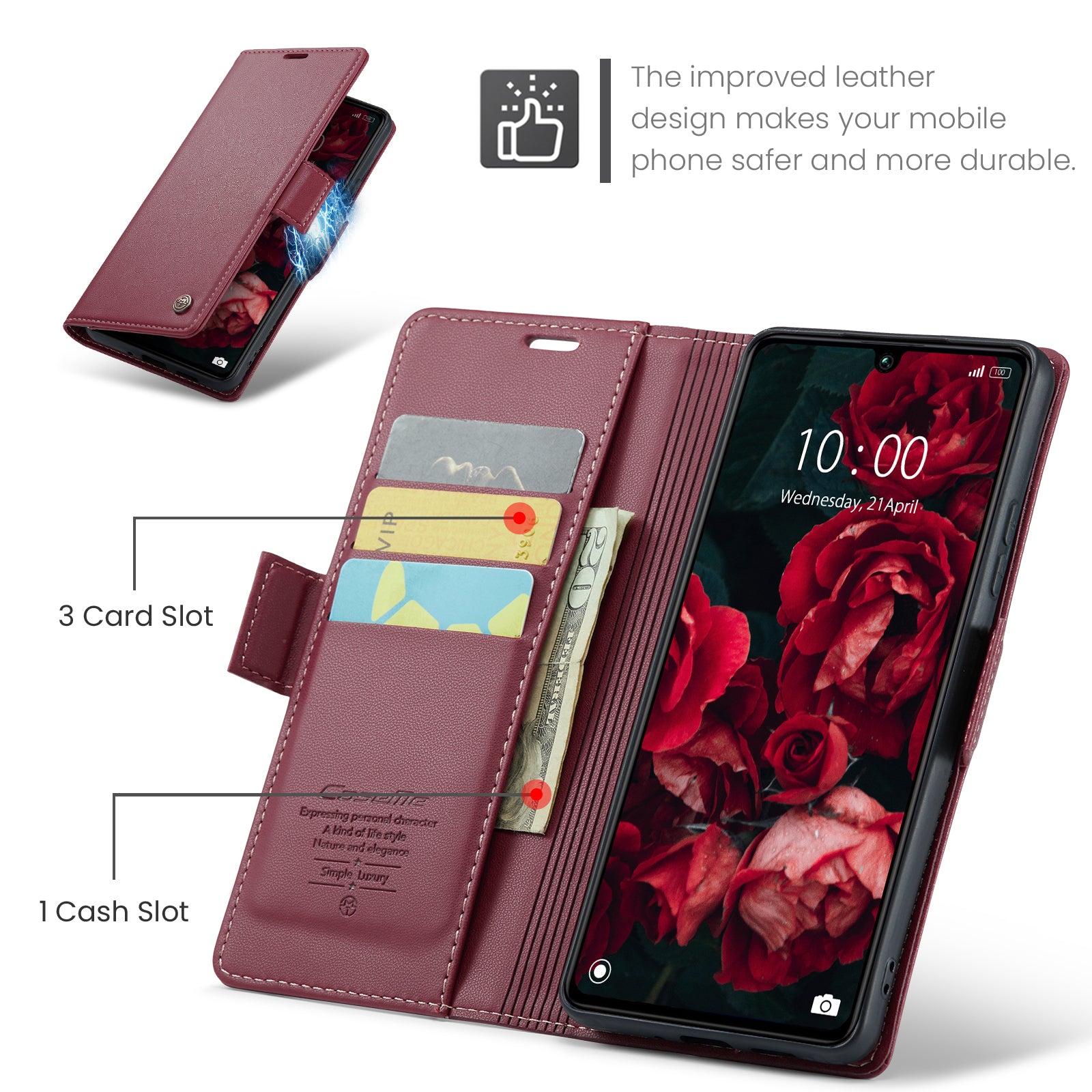 Xiaomi Redmi 13C CaseMe 023 Wallet Flip Cover, RFID Protection, Card Holder