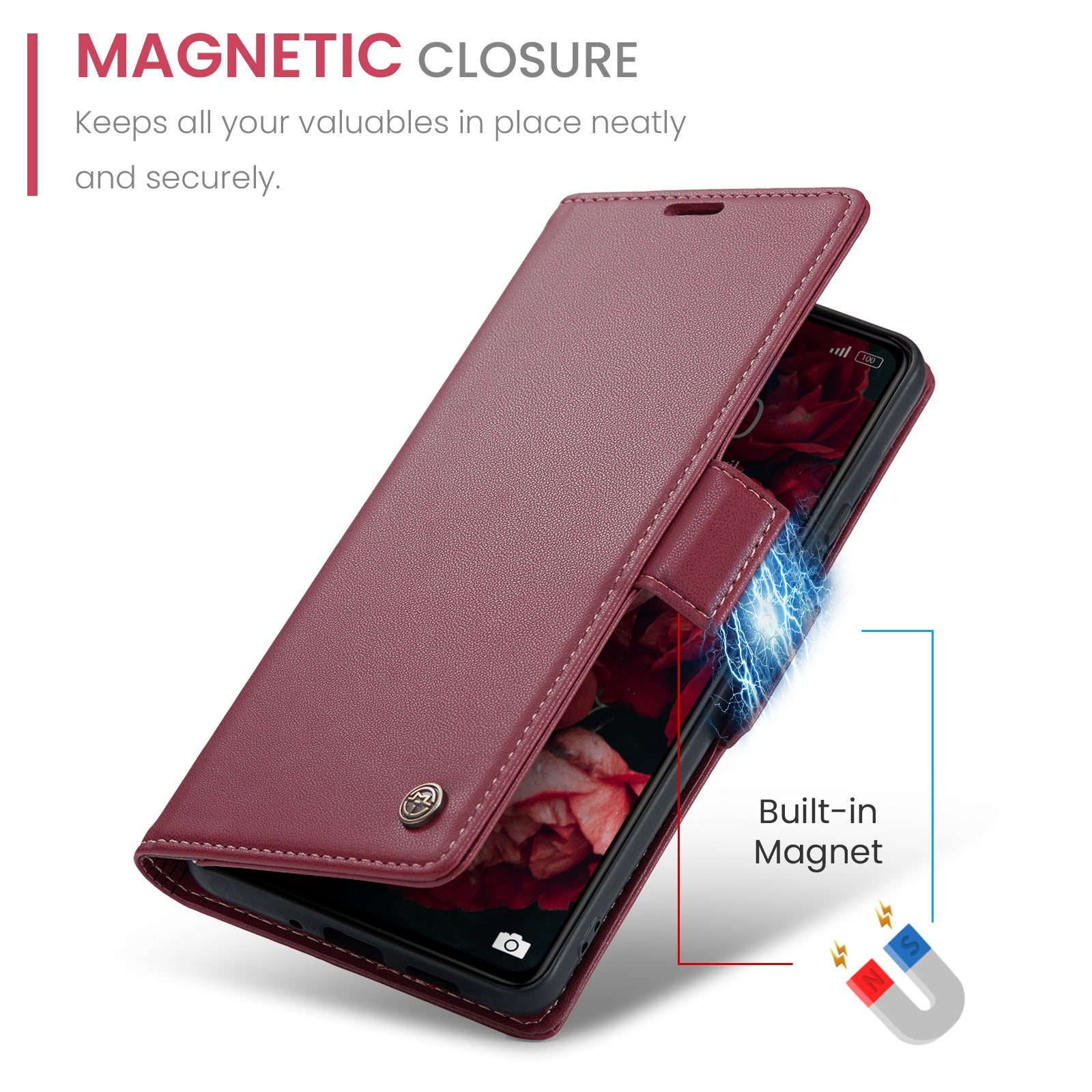 Xiaomi Redmi 13C CaseMe 023 Wallet Flip Cover, RFID Protection, Card Holder