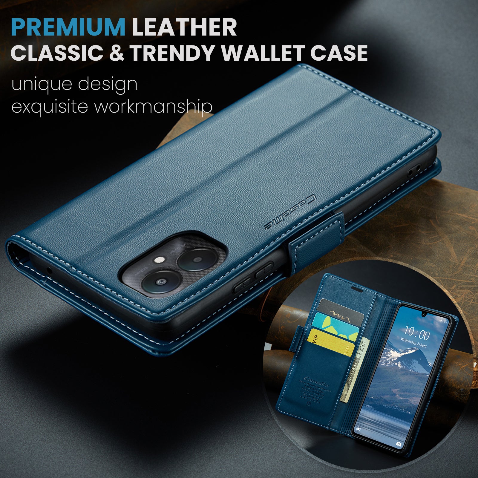 Xiaomi Redmi 13C CaseMe 023 Wallet Flip Cover, RFID Protection, Card Holder