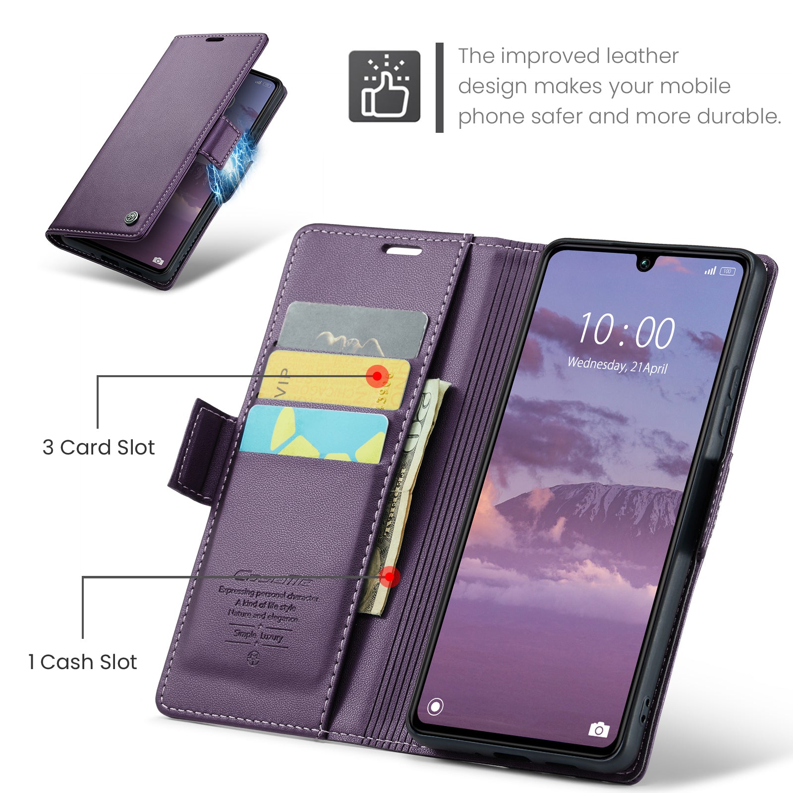 Xiaomi Redmi 13C CaseMe 023 Wallet Flip Cover, RFID Protection, Card Holder