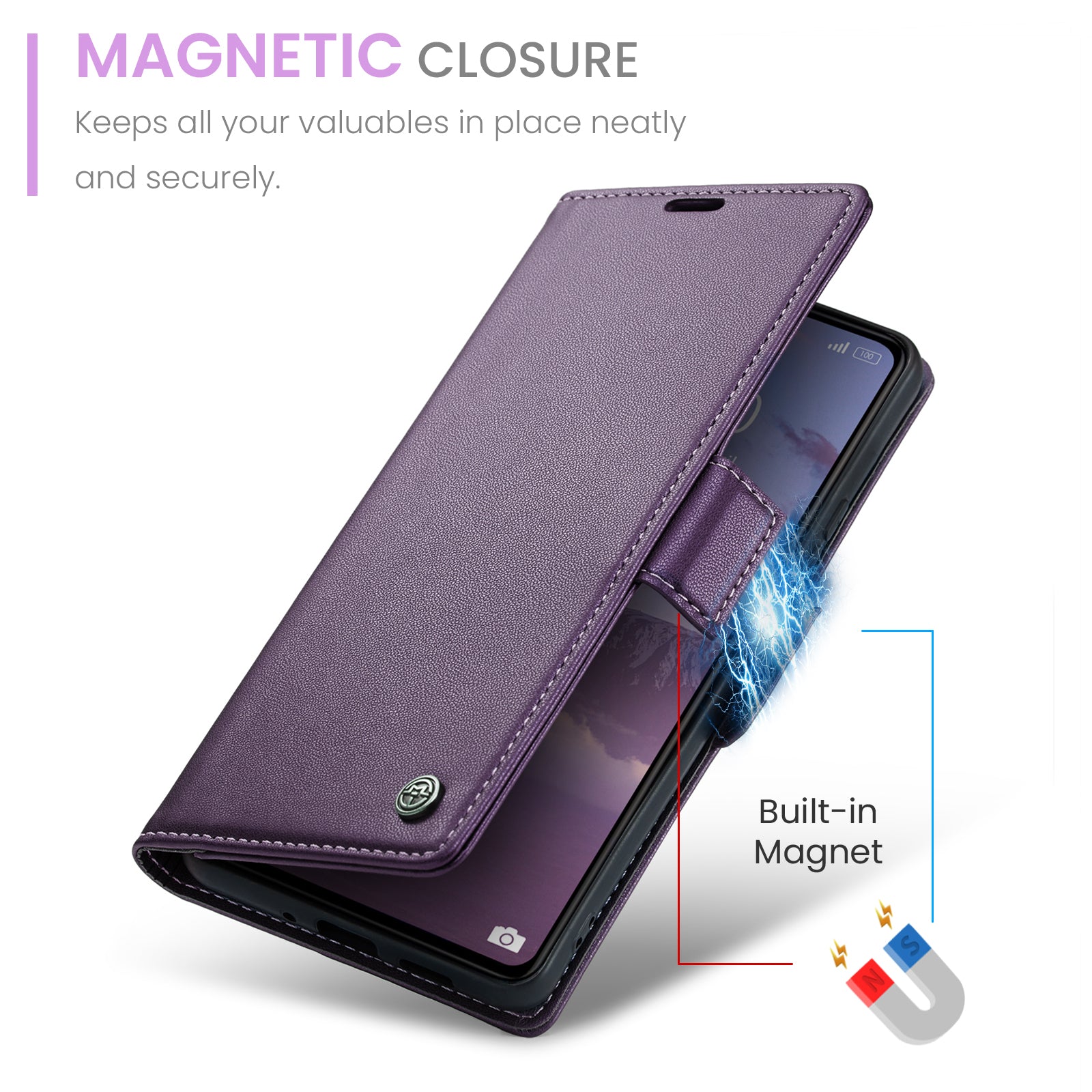 Xiaomi Redmi 13C CaseMe 023 Wallet Flip Cover, RFID Protection, Card Holder