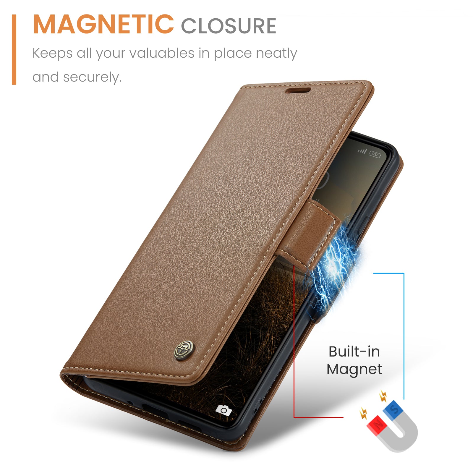 Xiaomi Redmi 13C CaseMe 023 Wallet Flip Cover, RFID Protection, Card Holder