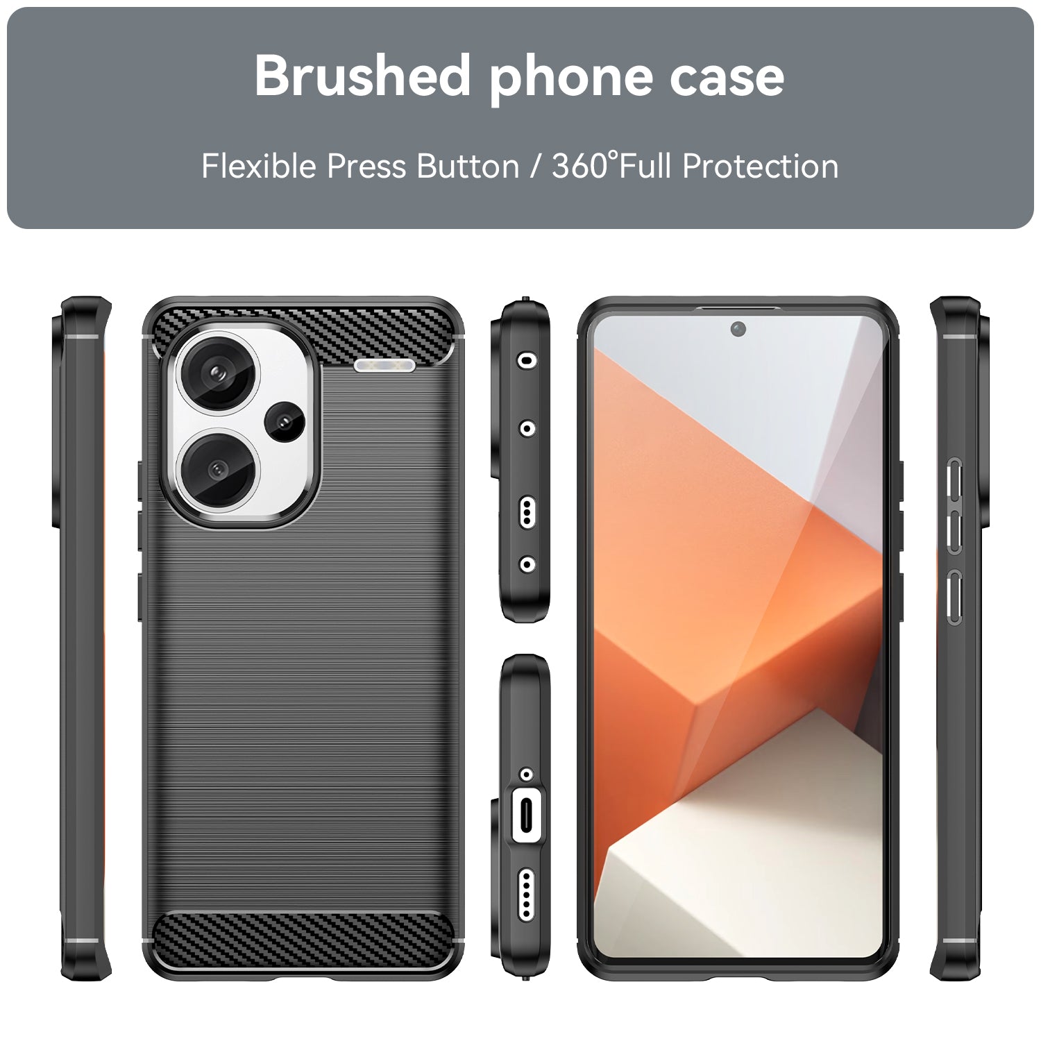 Xiaomi Redmi Note 13 Pro Plus 5G Carbon Fibre Brushed Case (Black)