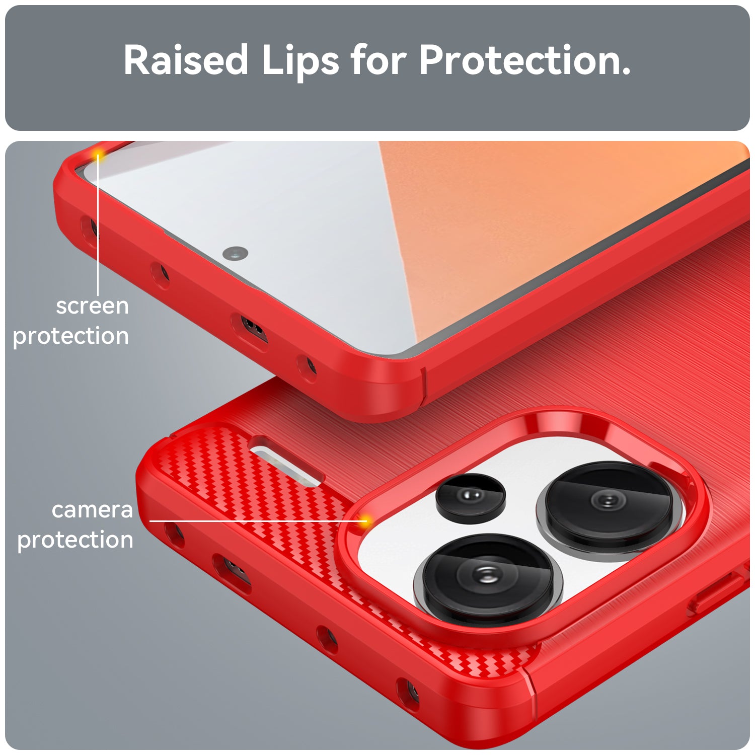 Xiaomi Redmi Note 13 Pro Plus 5G Carbon Fibre Brushed Case (Red)