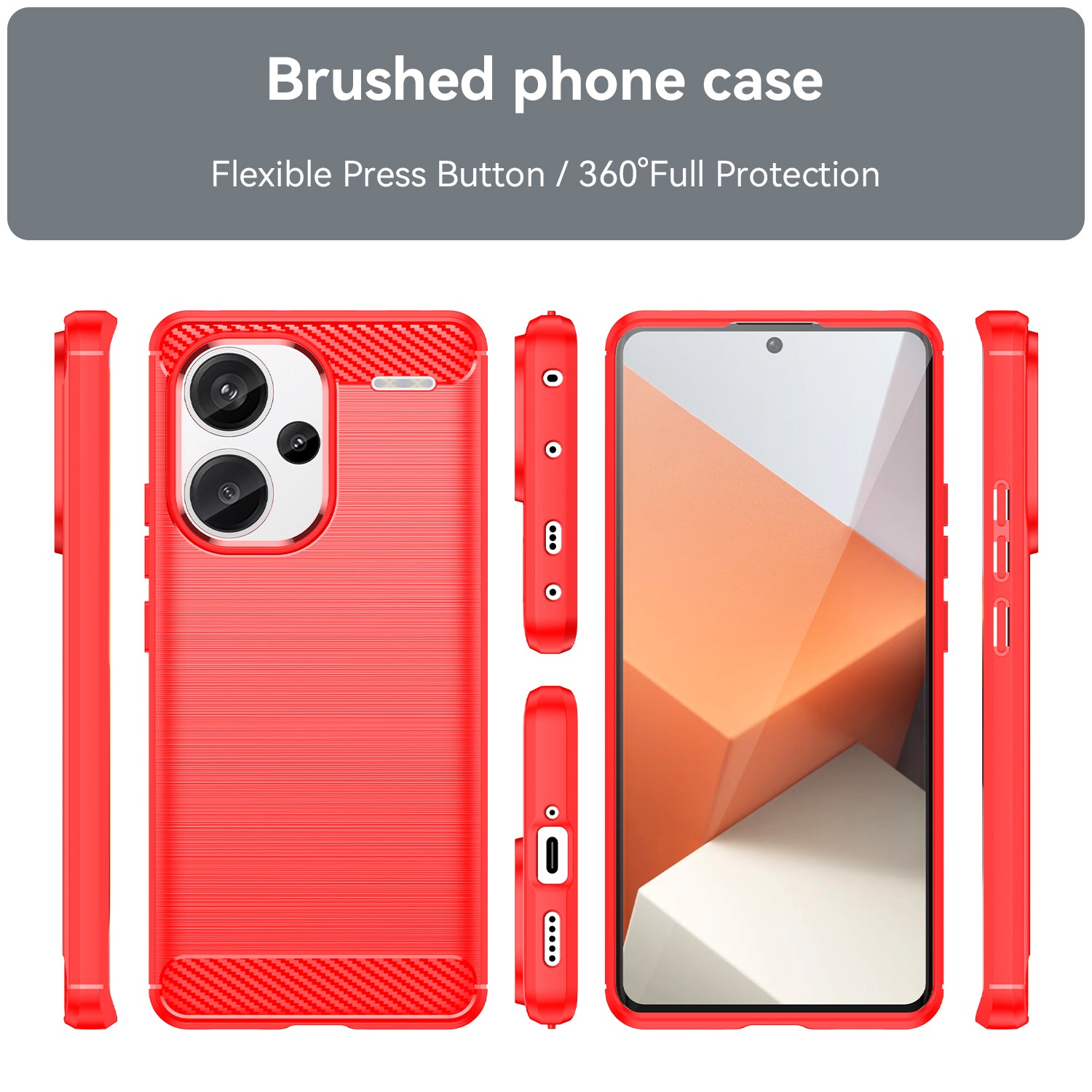 Xiaomi Redmi Note 13 Pro Plus 5G Carbon Fibre Brushed Case (Red)