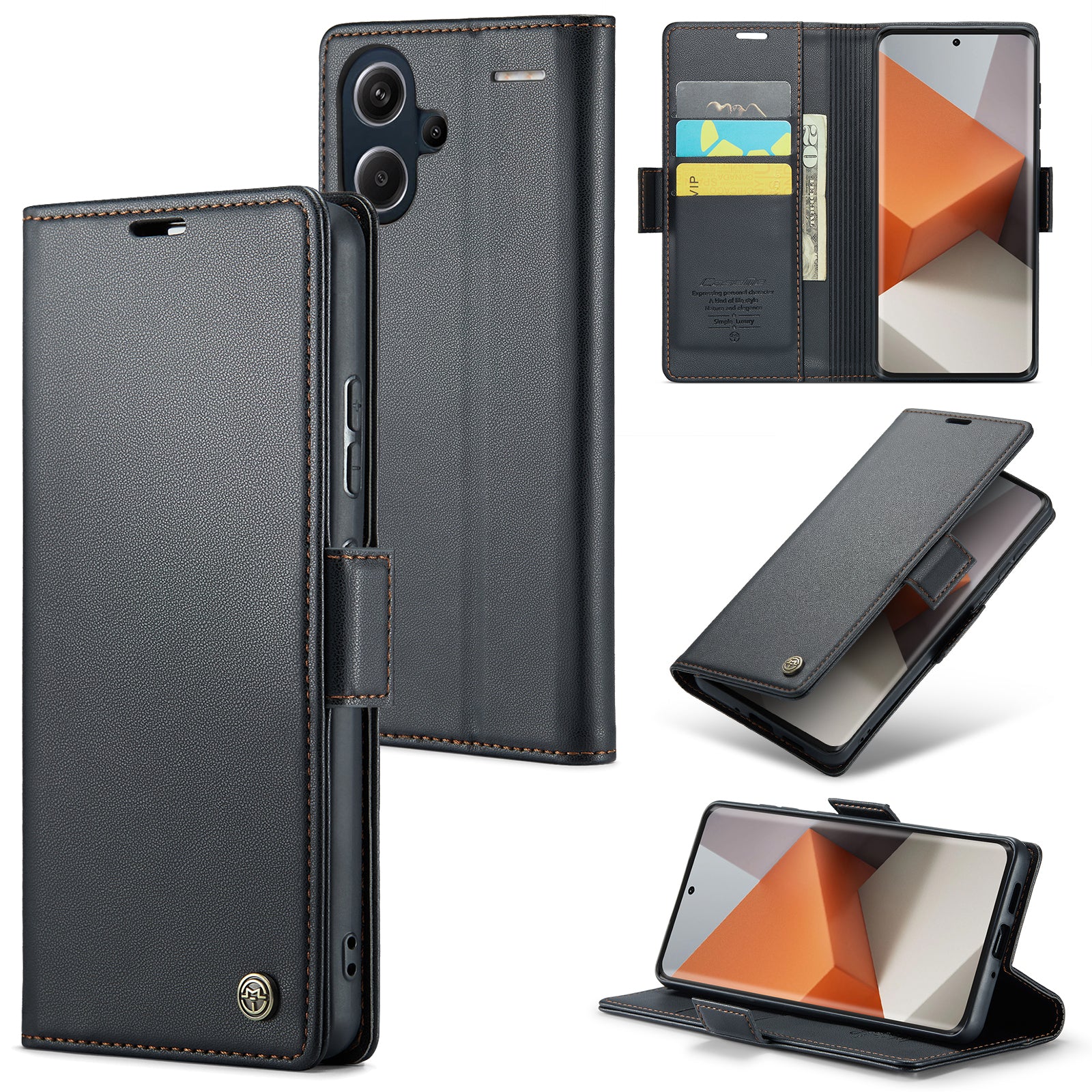 Xiaomi Redmi Note 13 Pro+ 5G CaseMe 023 Wallet Flip Cover, RFID Protection, Card Holder