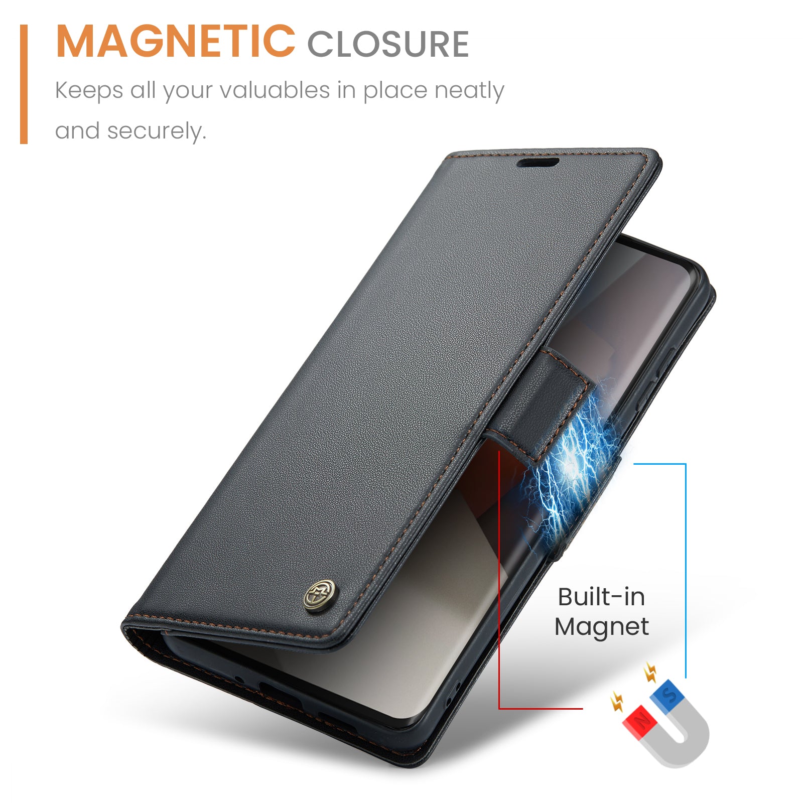 Xiaomi Redmi Note 13 Pro+ 5G CaseMe 023 Wallet Flip Cover, RFID Protection, Card Holder