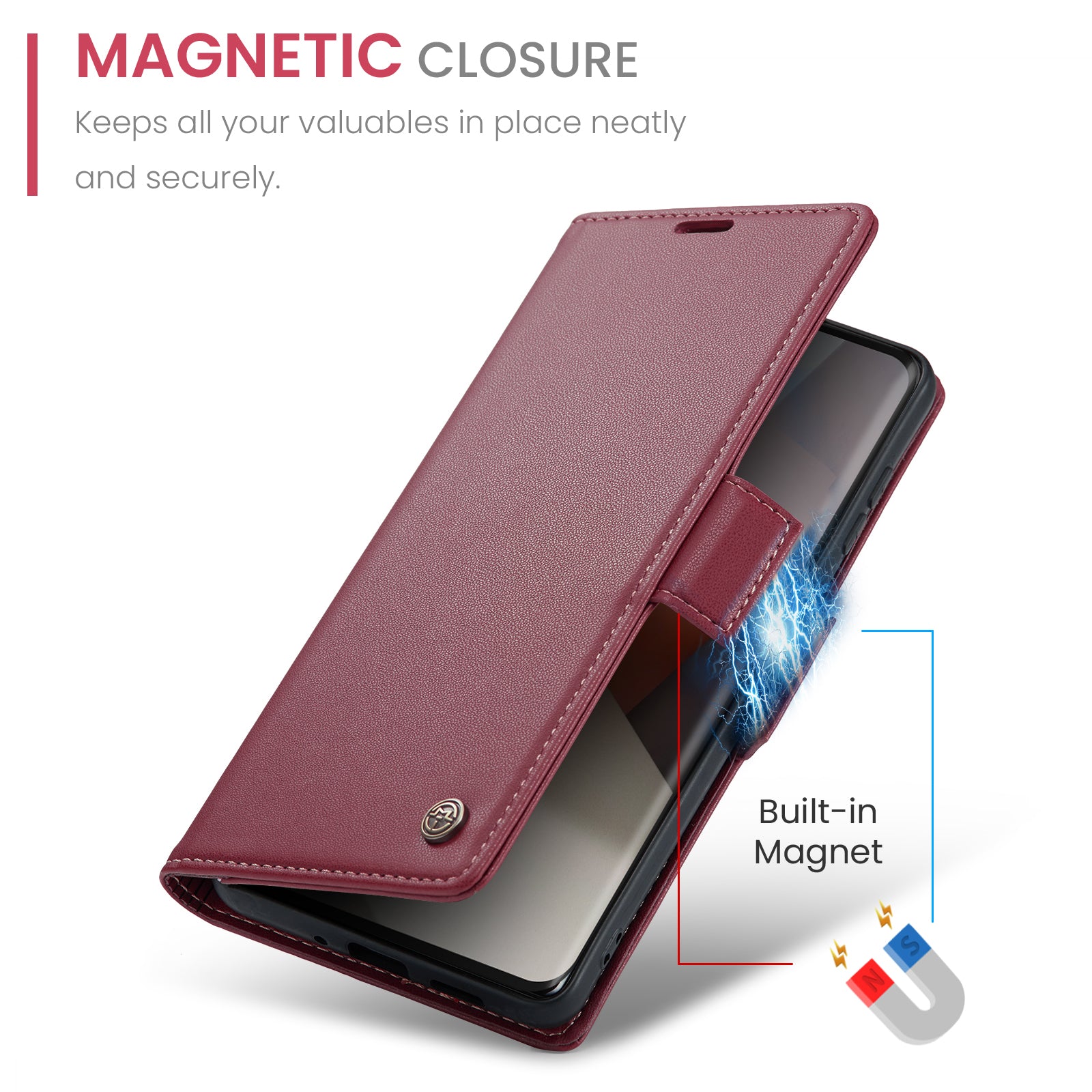 Xiaomi Redmi Note 13 Pro+ 5G CaseMe 023 Wallet Flip Cover, RFID Protection, Card Holder