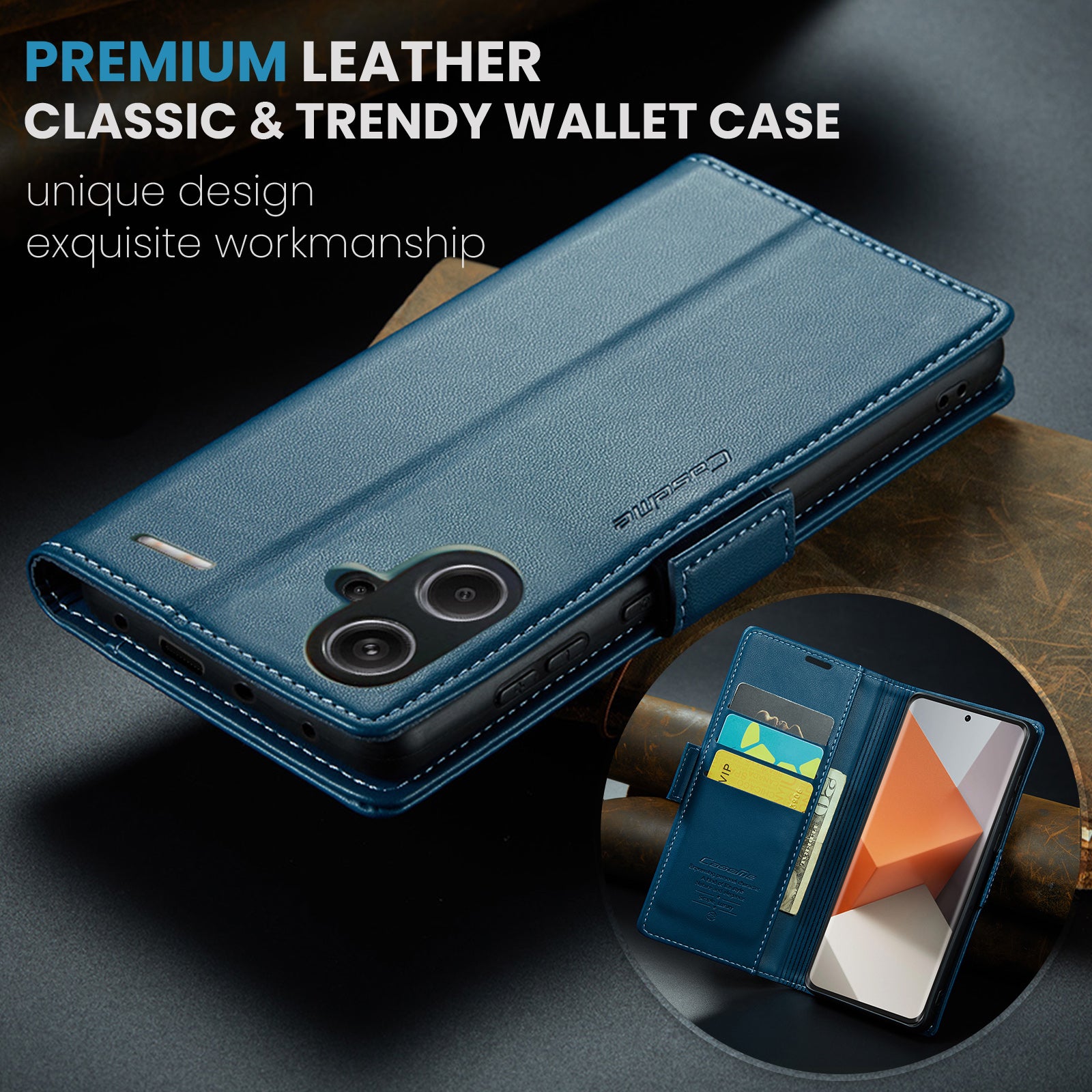 Xiaomi Redmi Note 13 Pro+ 5G CaseMe 023 Wallet Flip Cover, RFID Protection, Card Holder