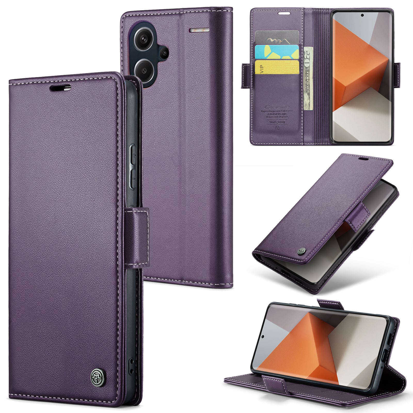 Xiaomi Redmi Note 13 Pro+ 5G CaseMe 023 Wallet Flip Cover, RFID Protection, Card Holder