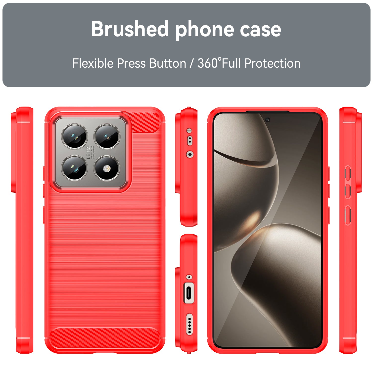 Xiaomi 14T Carbon Fibre Brushed Case (Red)