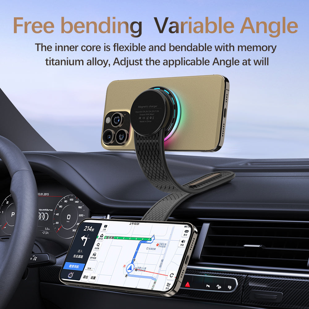 MagSafe Car Charger Dashboard Mount with Bendable Arm