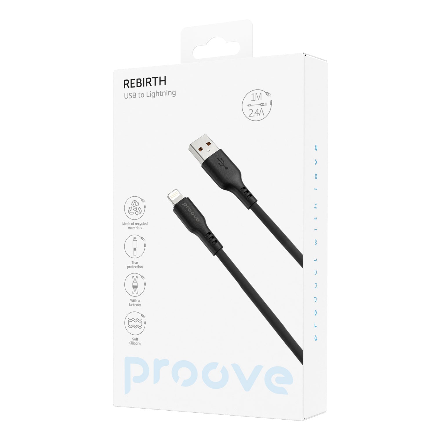 Proove Rebirth USB-A to Lightning Cable 1m (Black)