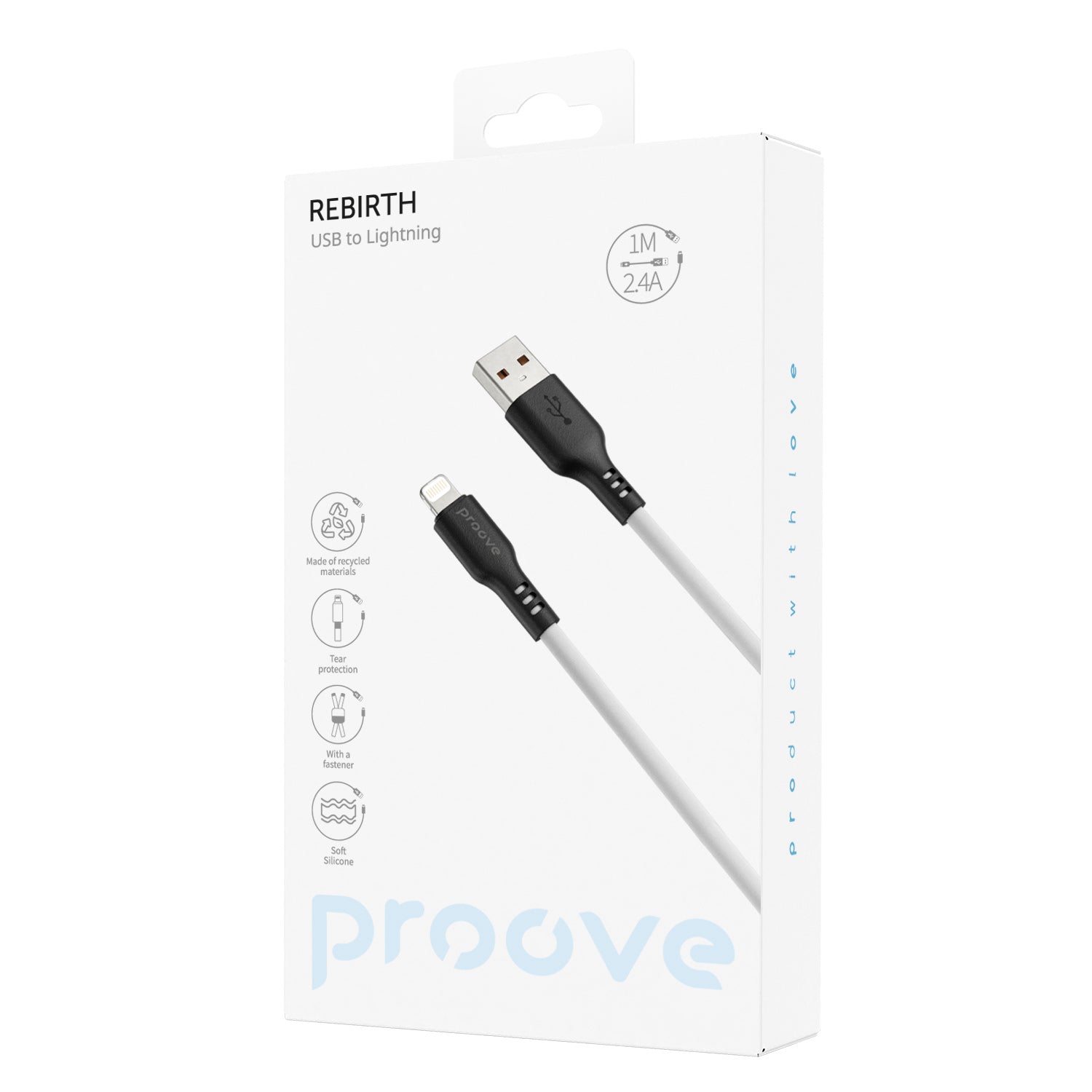 Proove Rebirth USB-A to Lightning Cable 1m (White)