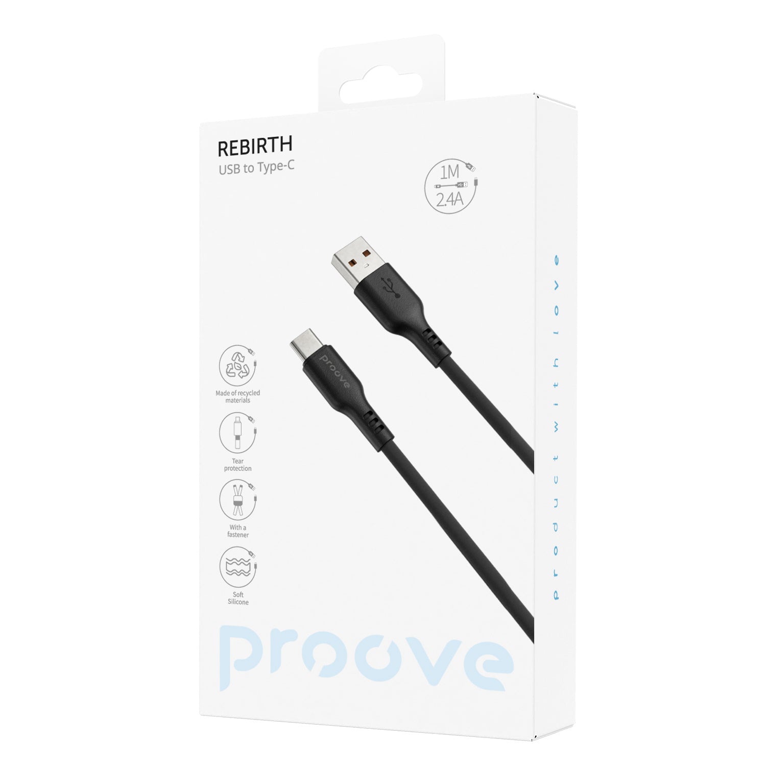 Proove Rebirth USB-A to USB-C Cable 1m (Black)