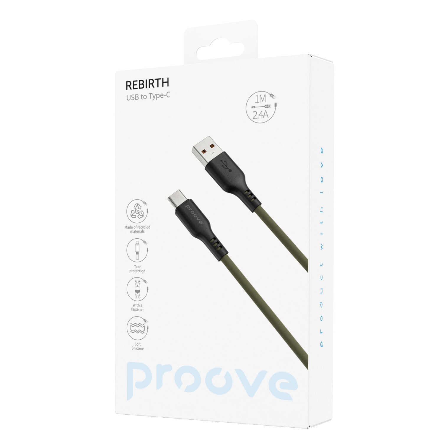 Proove Rebirth USB-A to USB-C Cable 1m (Green)